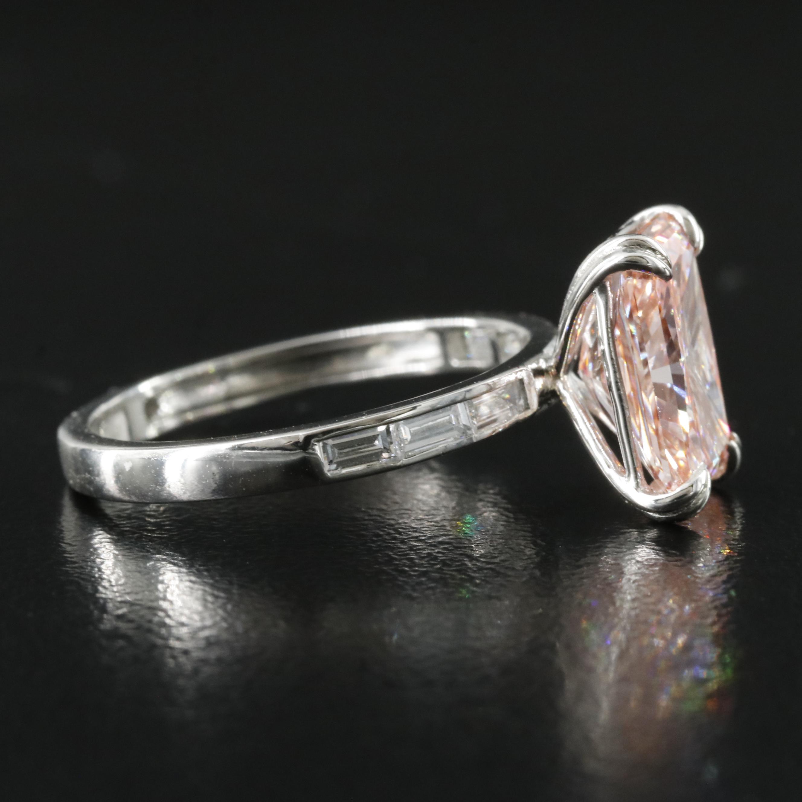 Platinum 3.40 CTW Lab Grown Diamond Ring with IGI Report and Fancy Center