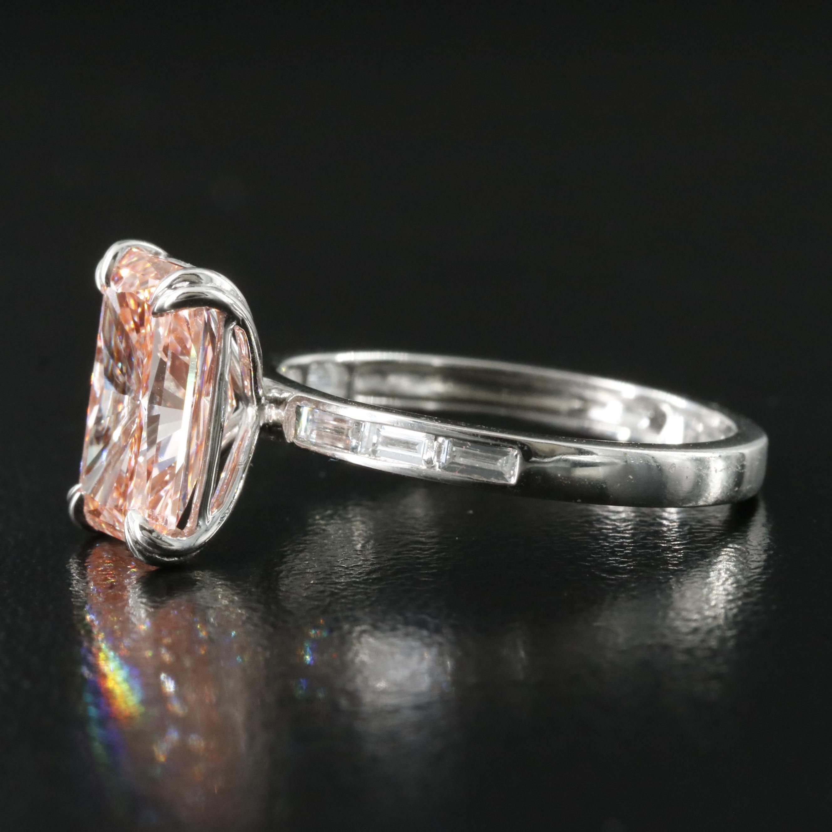 Platinum 3.40 CTW Lab Grown Diamond Ring with IGI Report and Fancy Center