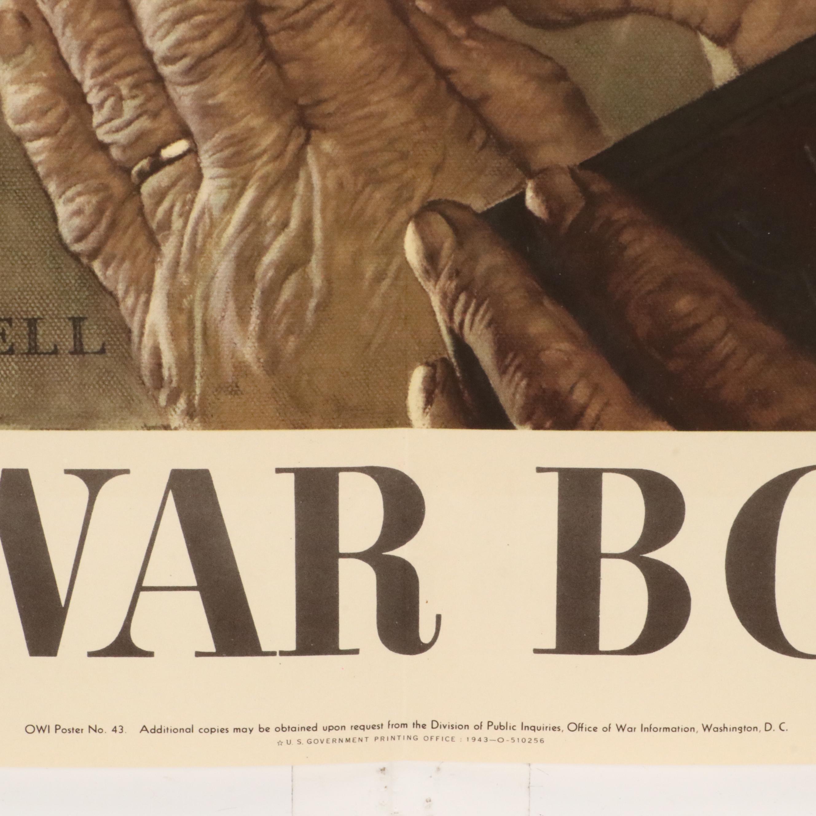 WWII OWI War Bonds Poster After Norman Rockwell "Freedom of Worship," 1943