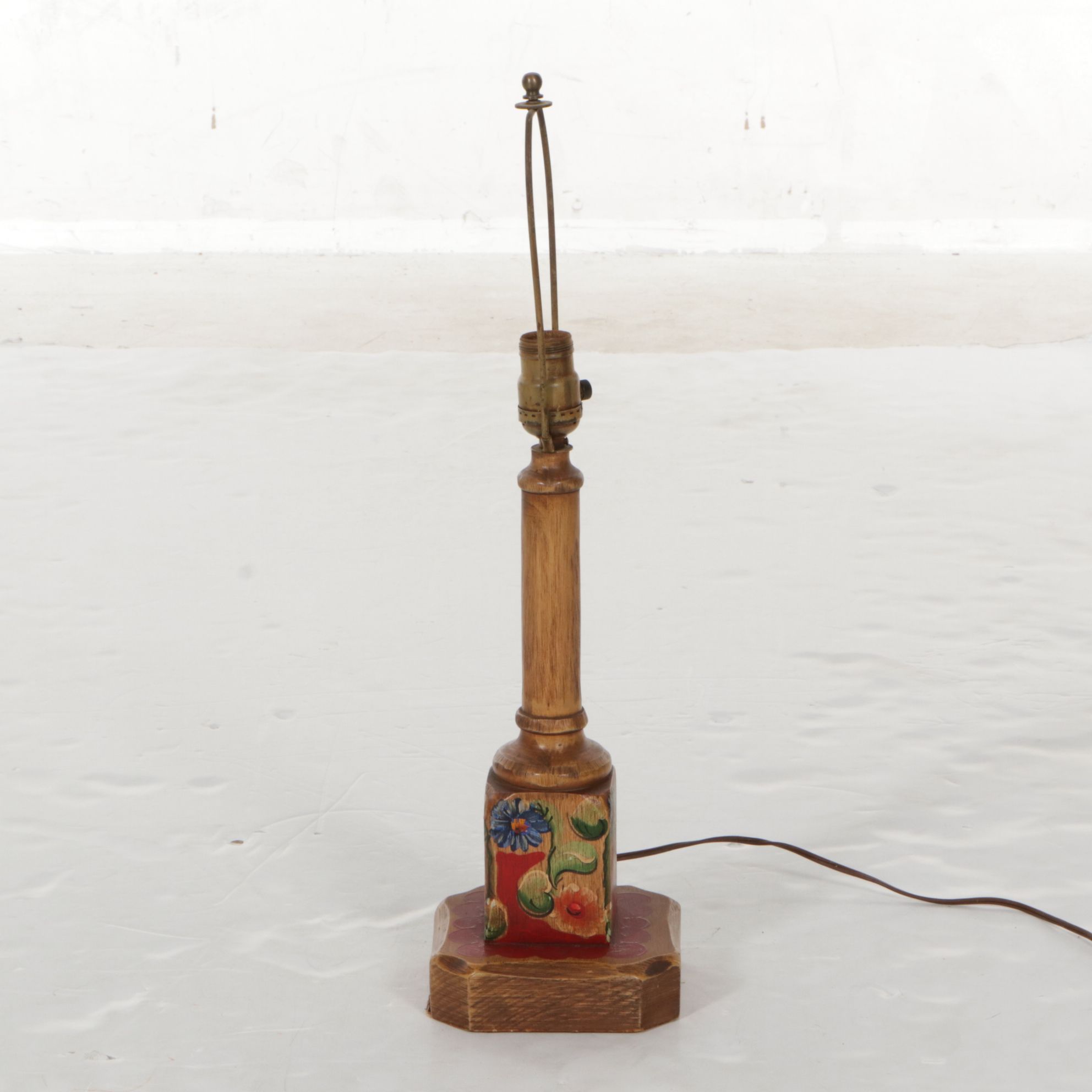 Hand-Painted Floral Wooden Table Lamps