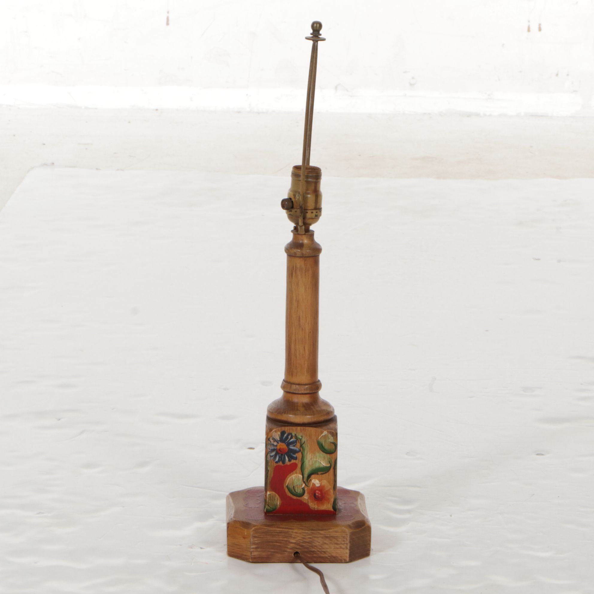 Hand-Painted Floral Wooden Table Lamps