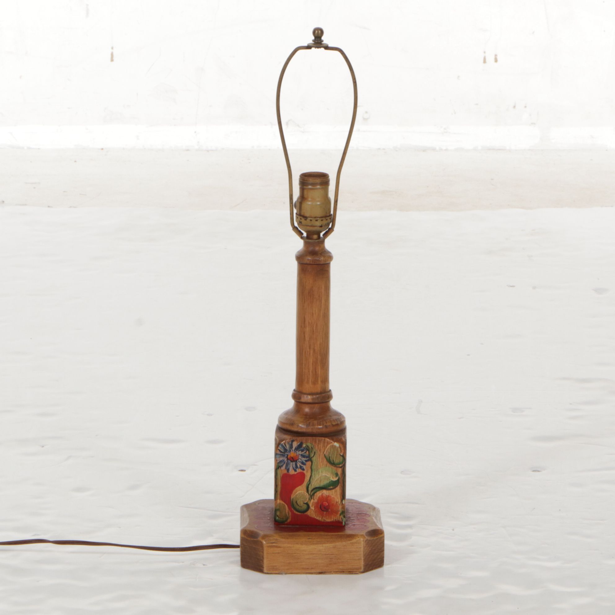 Hand-Painted Floral Wooden Table Lamps