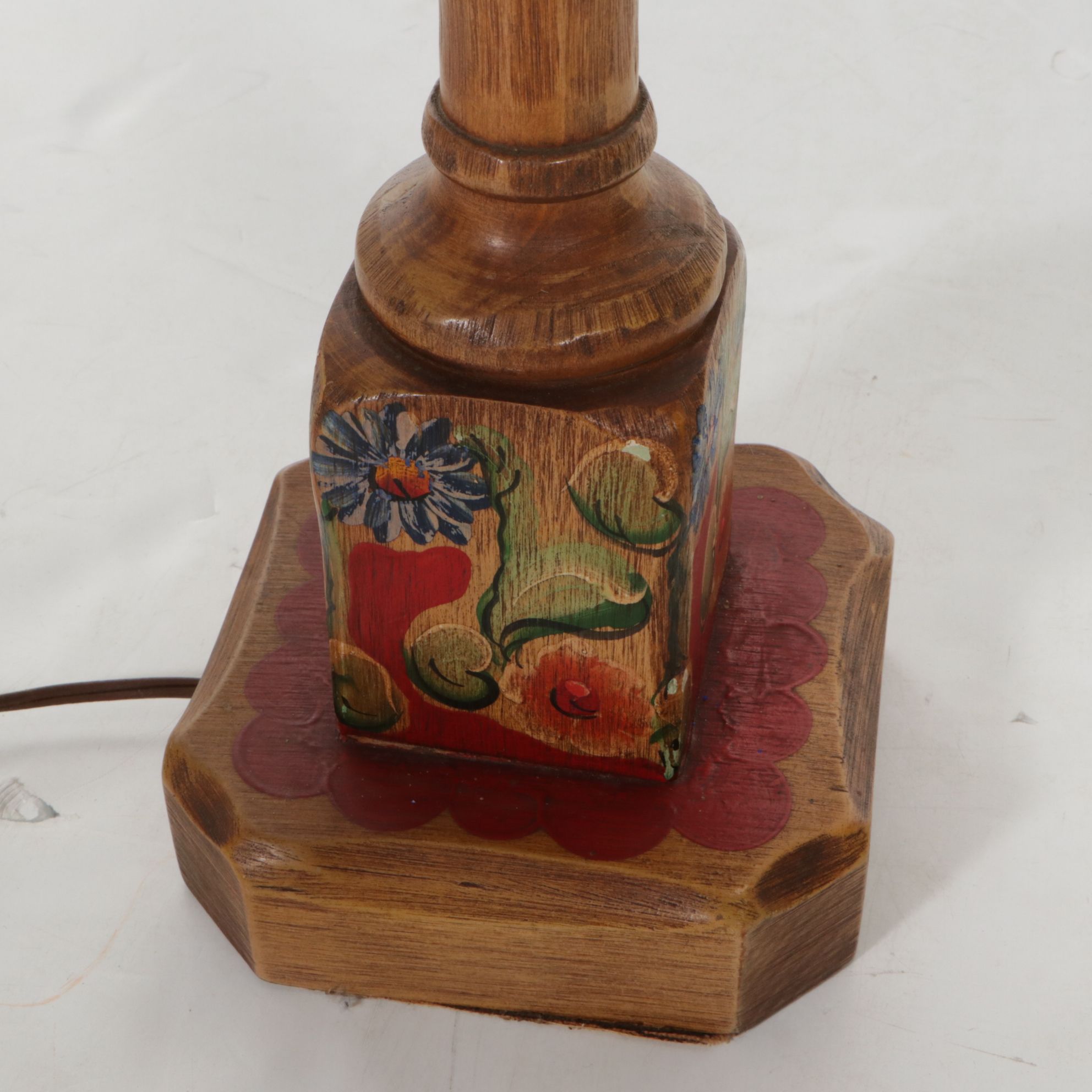 Hand-Painted Floral Wooden Table Lamps