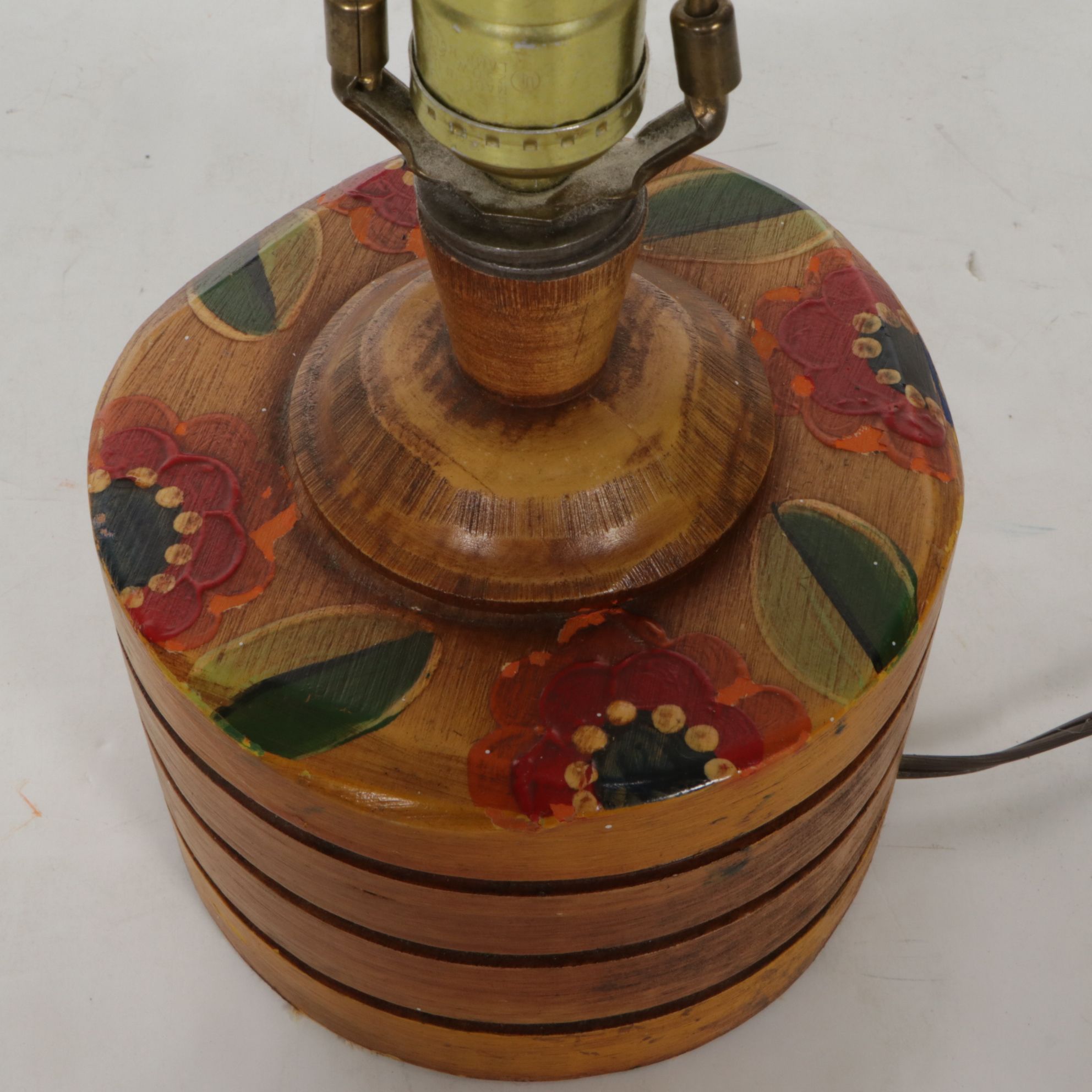 Hand-Painted Floral Wooden Table Lamps