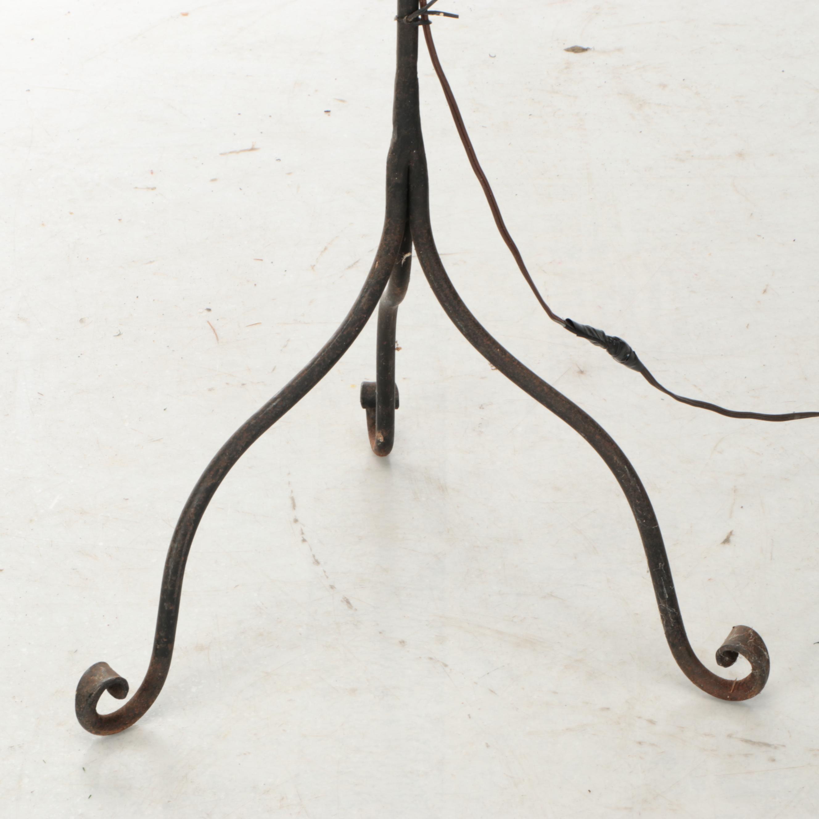 Colonial Revival Style Wrought Iron Floor Lamp