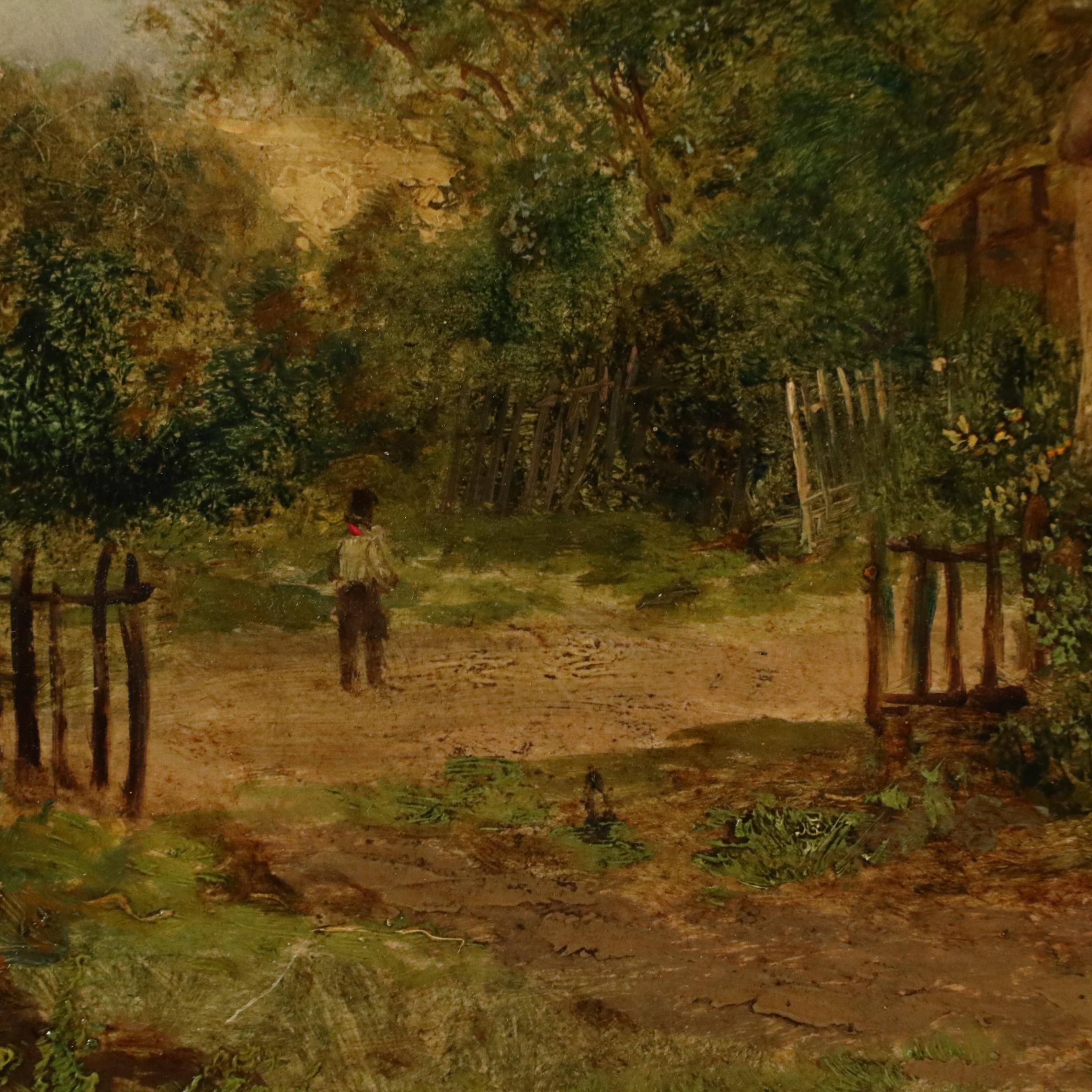 George Vincent Rural Cottage Scene Oil Painting "Northumberland," Early 19th C.