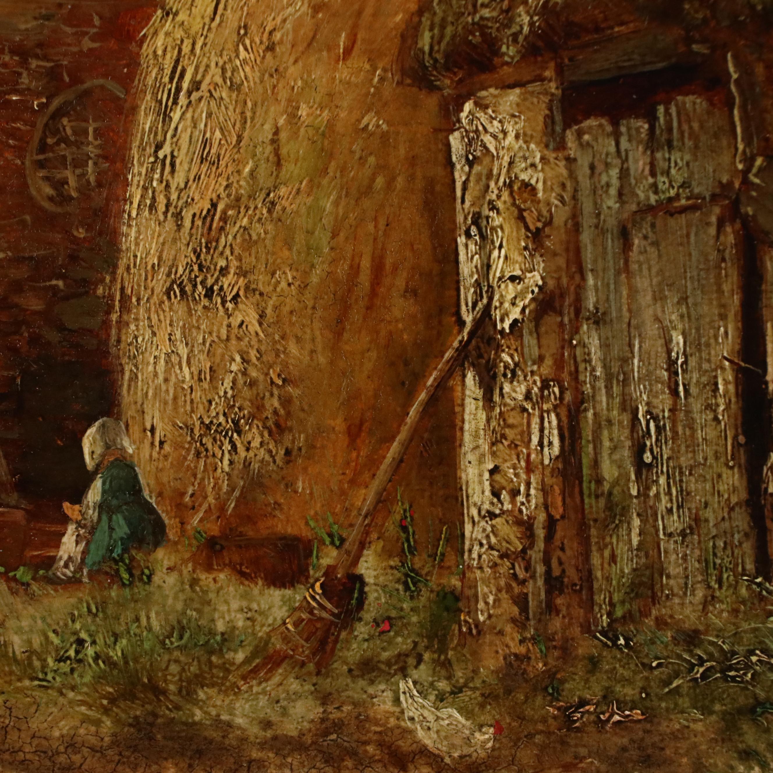 George Vincent Rural Cottage Scene Oil Painting "Northumberland," Early 19th C.