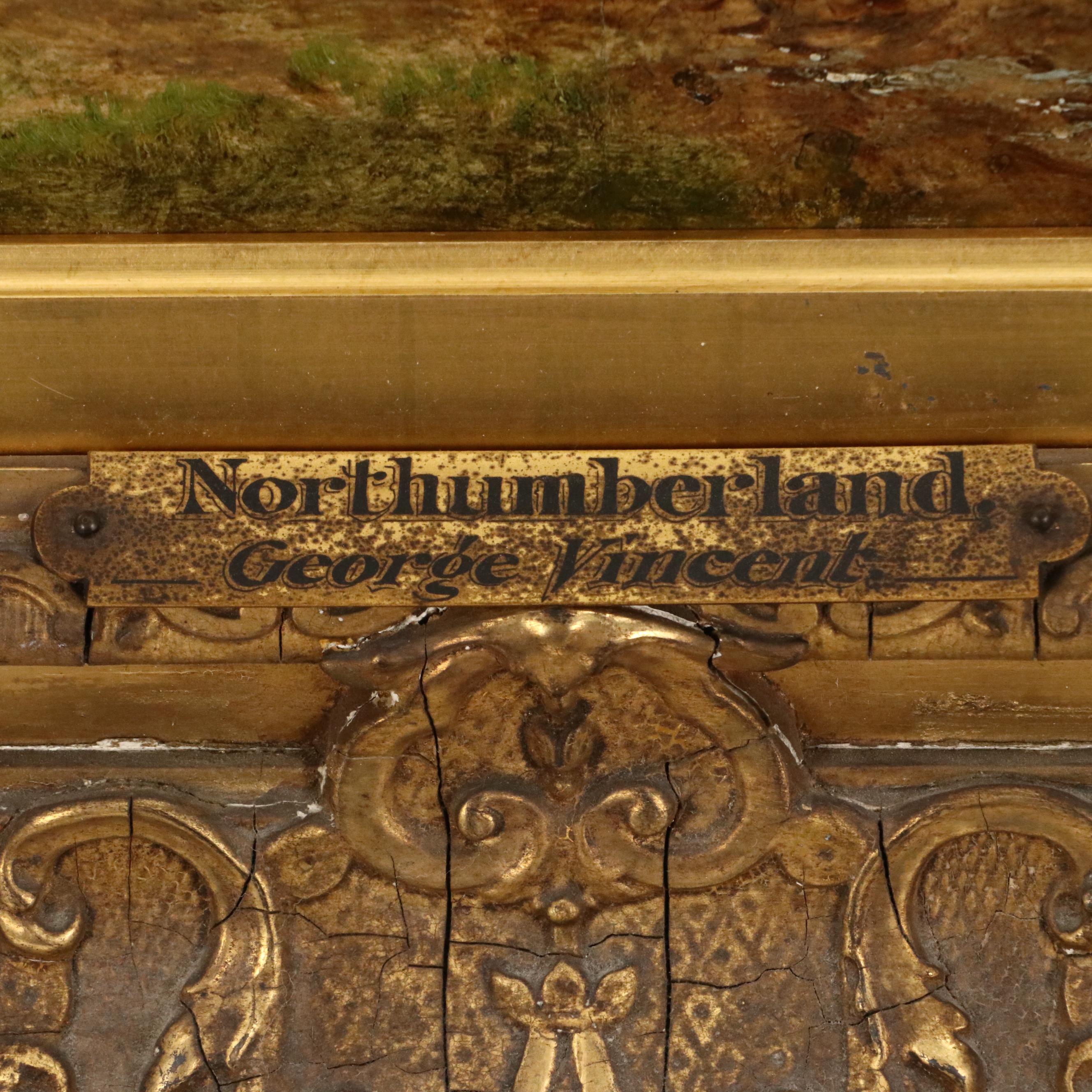 George Vincent Rural Cottage Scene Oil Painting "Northumberland," Early 19th C.