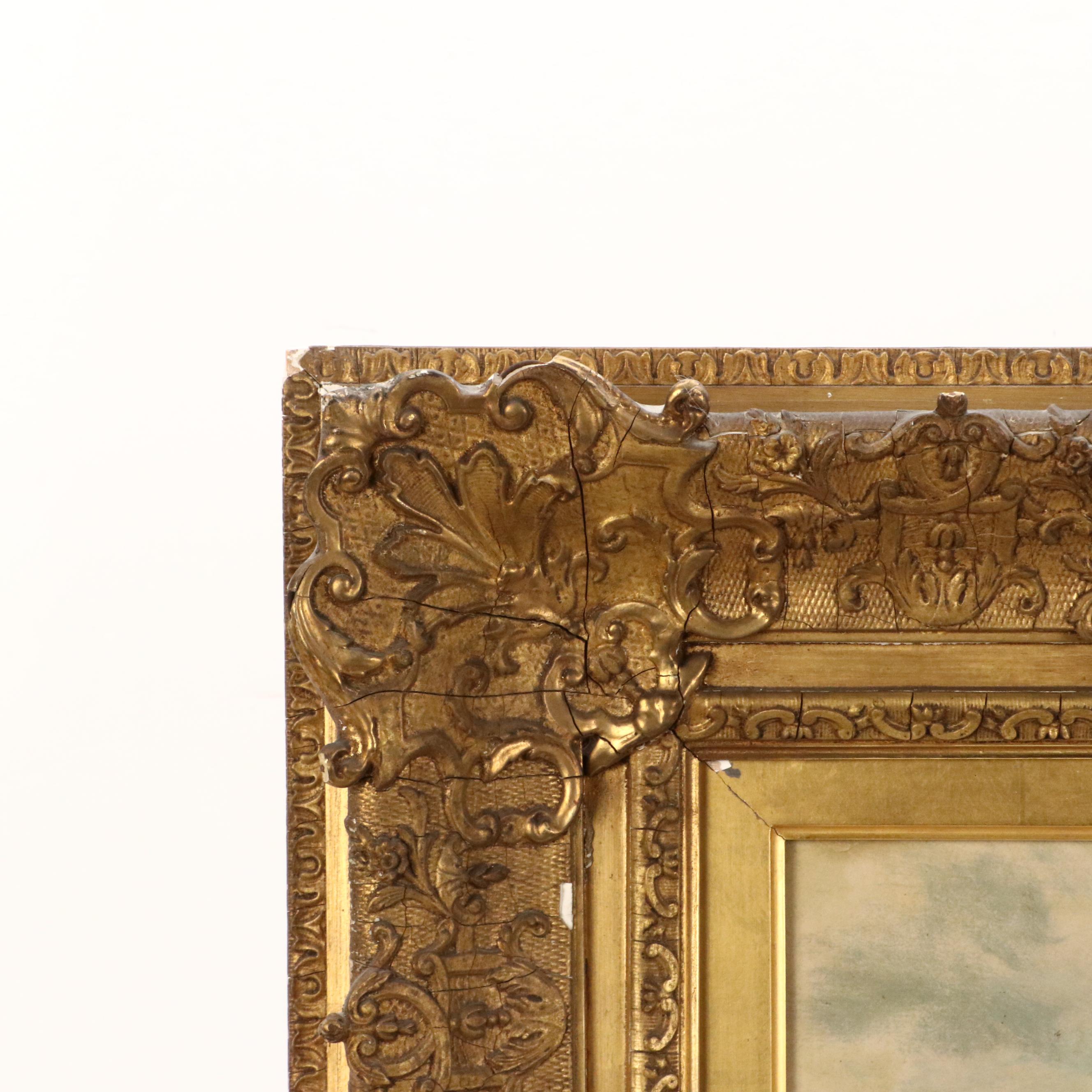 George Vincent Rural Cottage Scene Oil Painting "Northumberland," Early 19th C.