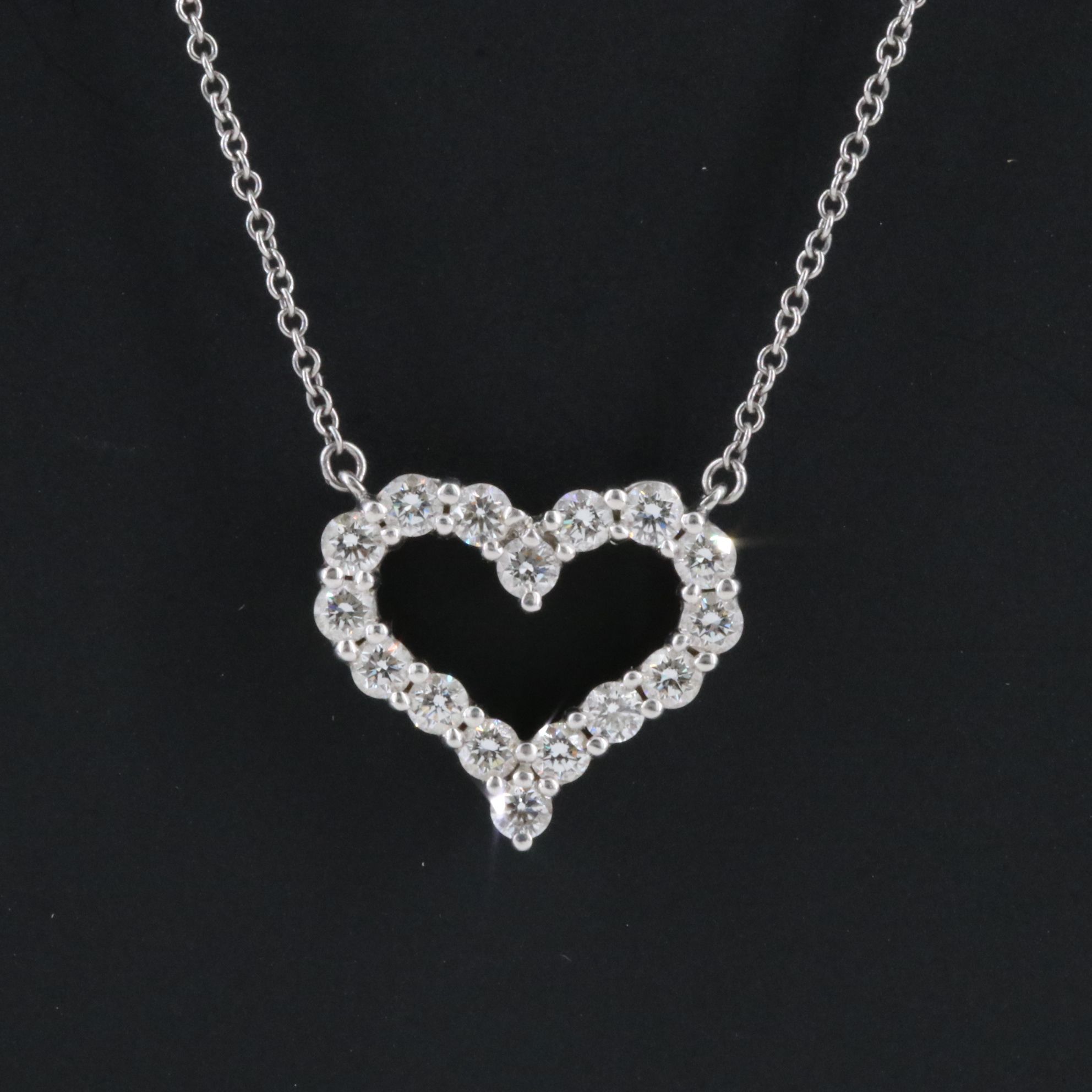 Tiffany & Co. Platinum 0.72 CTW Diamond Heart Necklace