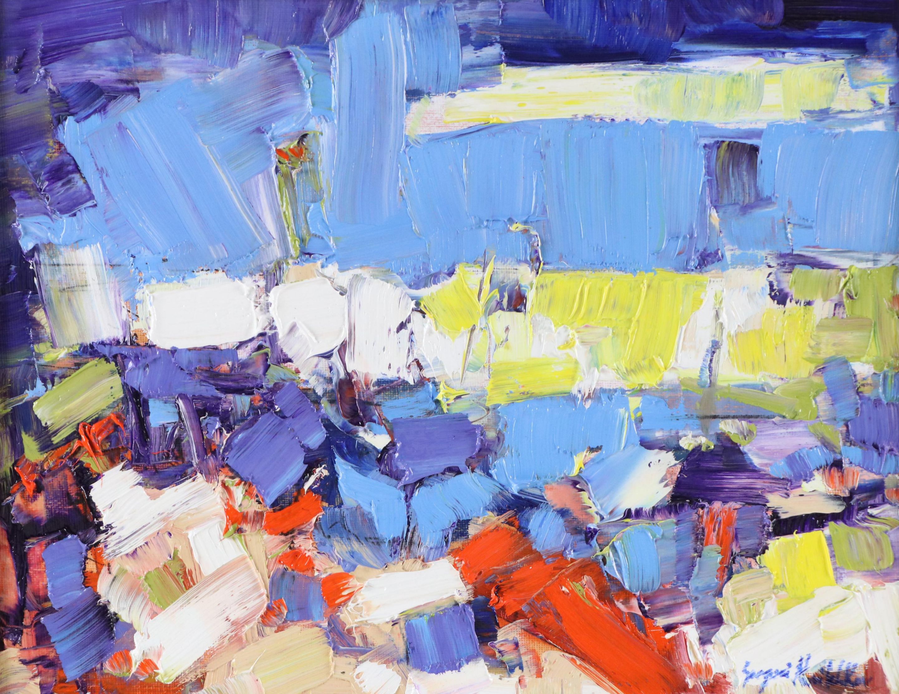 Serguei Novitchkov Stylized Landscape Oil Painting "Beach Ablaze," 2025