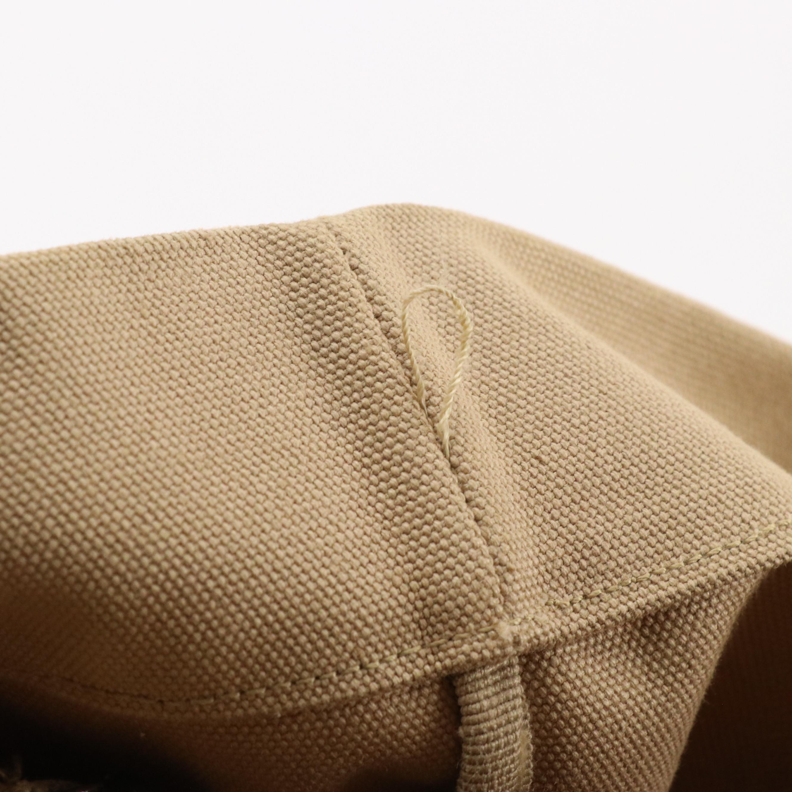 Prada Tote in Neutral Canvas and Orange Leather Trim