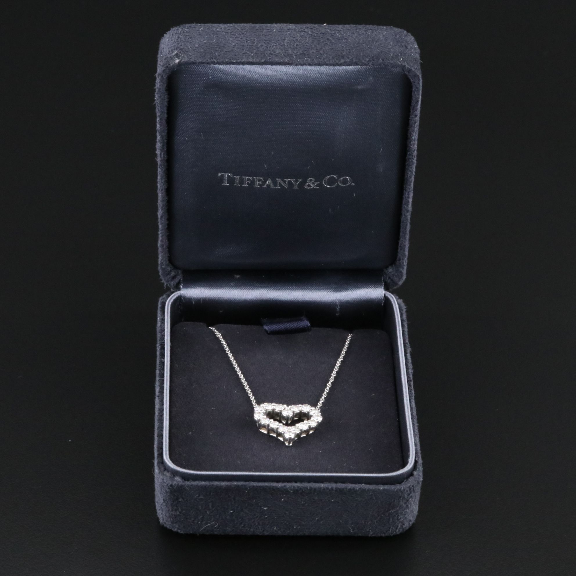 Tiffany & Co. Platinum 0.72 CTW Diamond Heart Necklace
