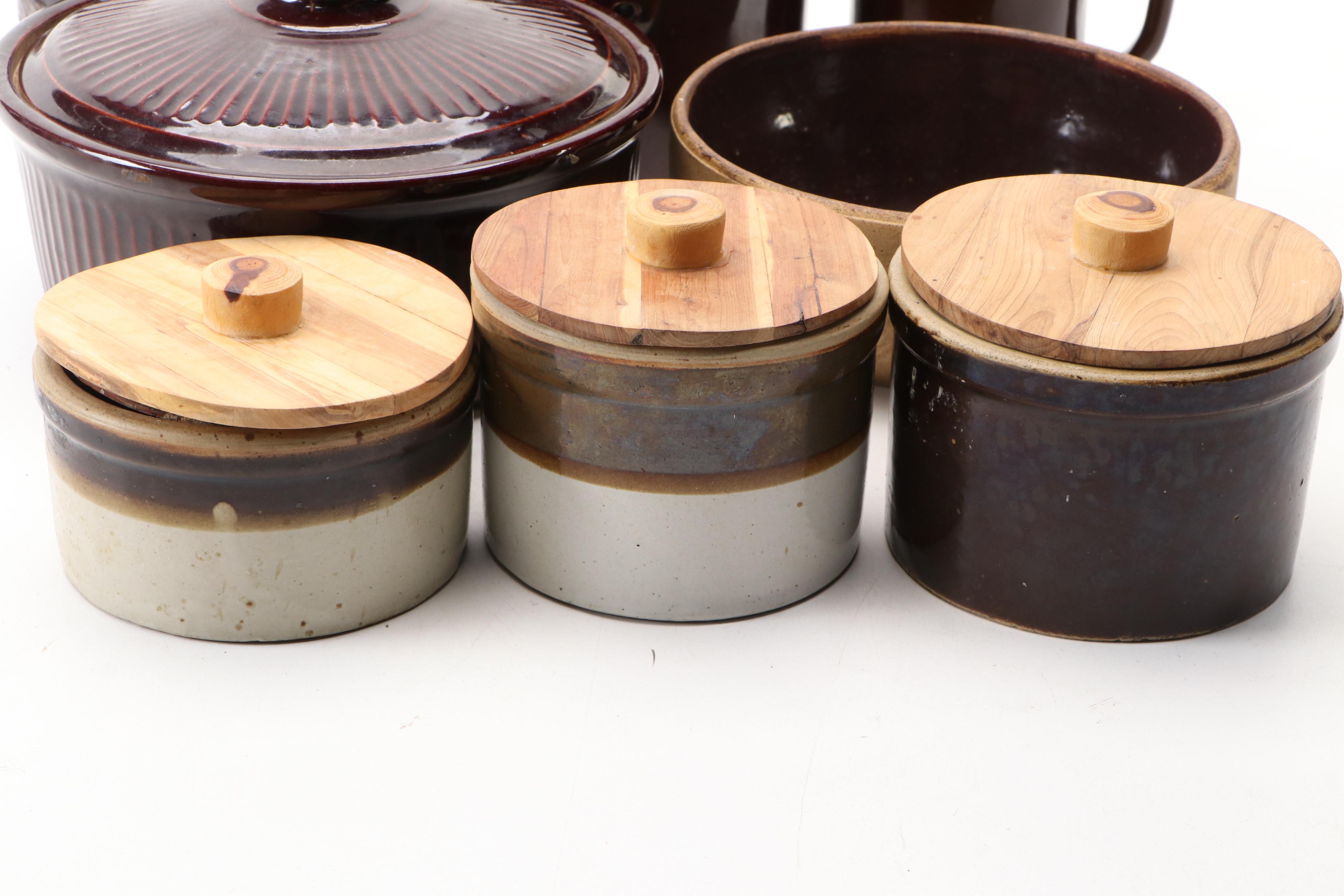 Live Wood Lid Ceramic Canisters