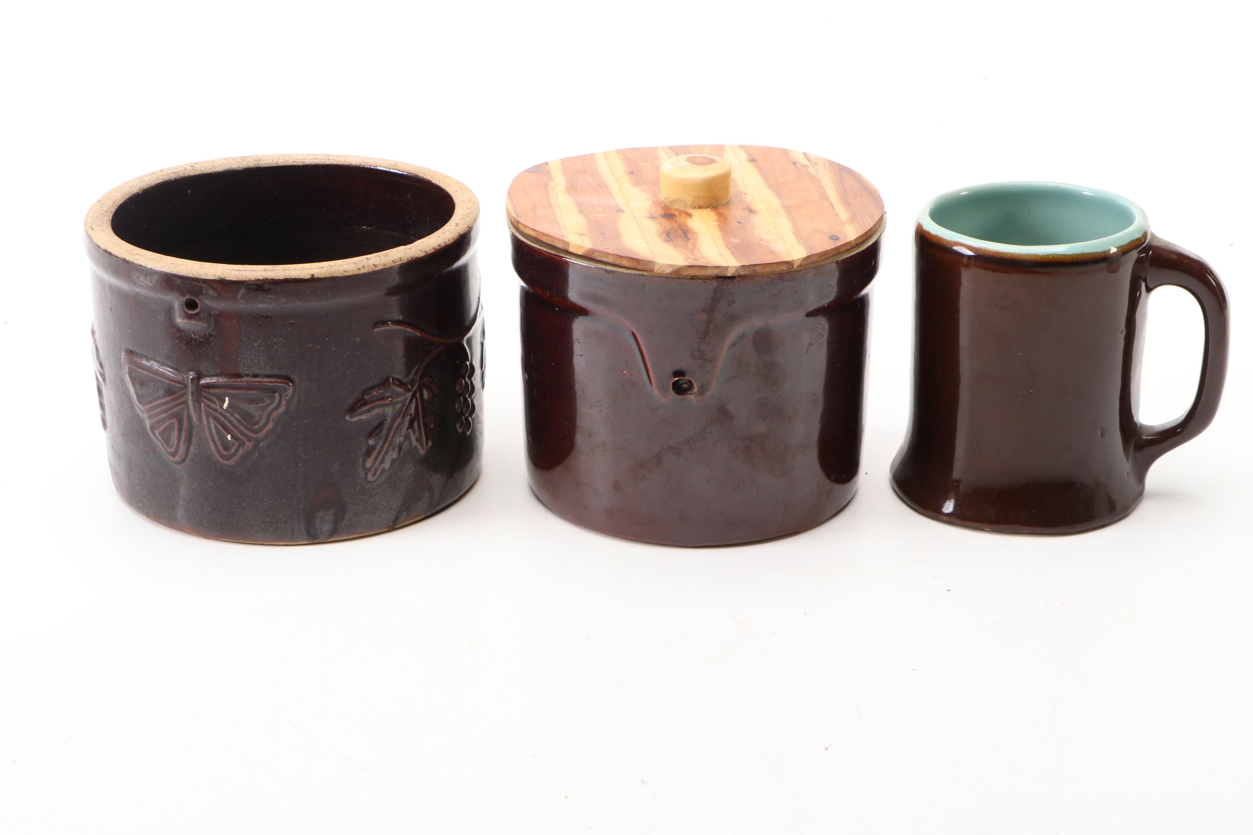 Live Wood Lid Ceramic Canisters