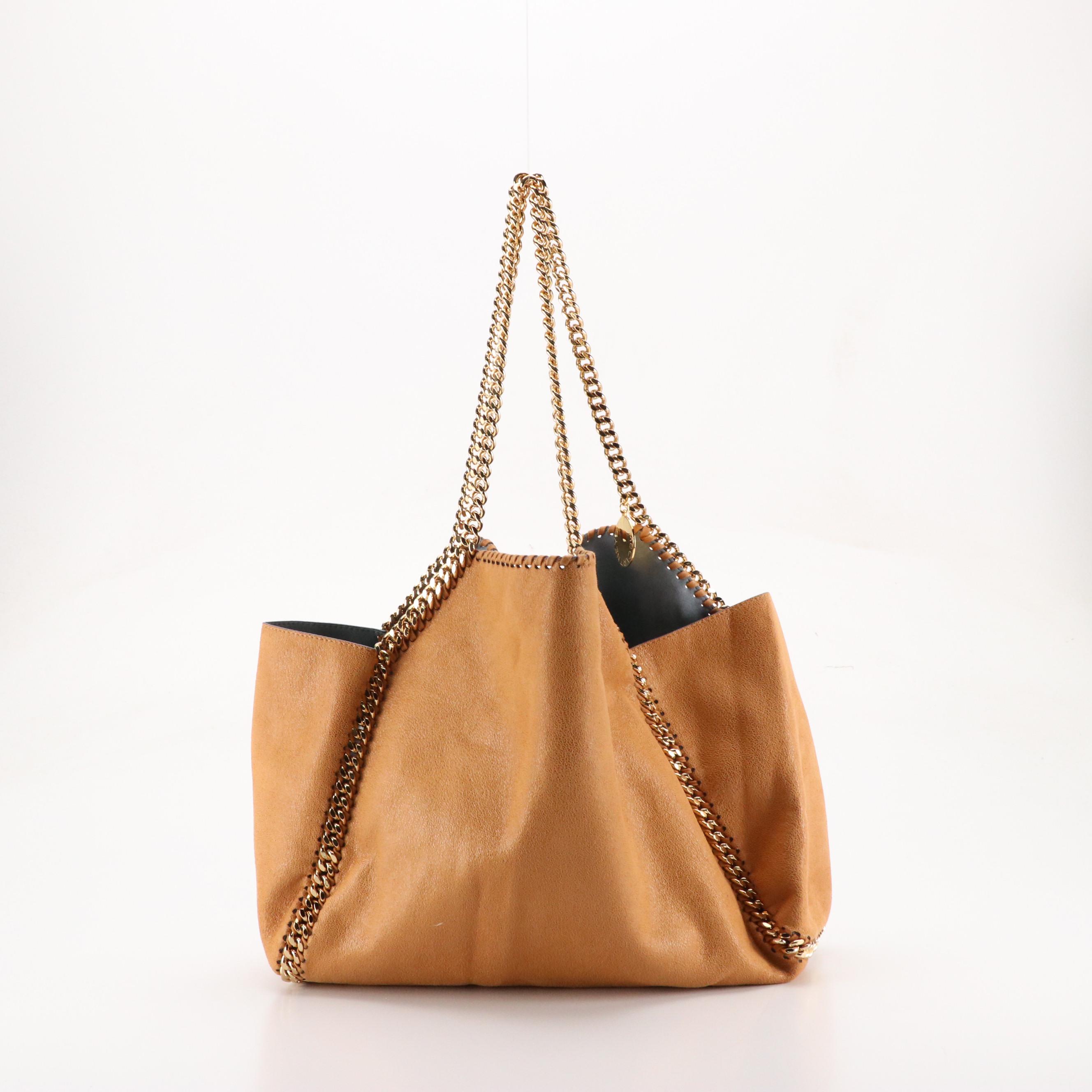 Stella Mccartney Large Falabella Chain Strap Bag in Shaggy Deer Faux-Suede