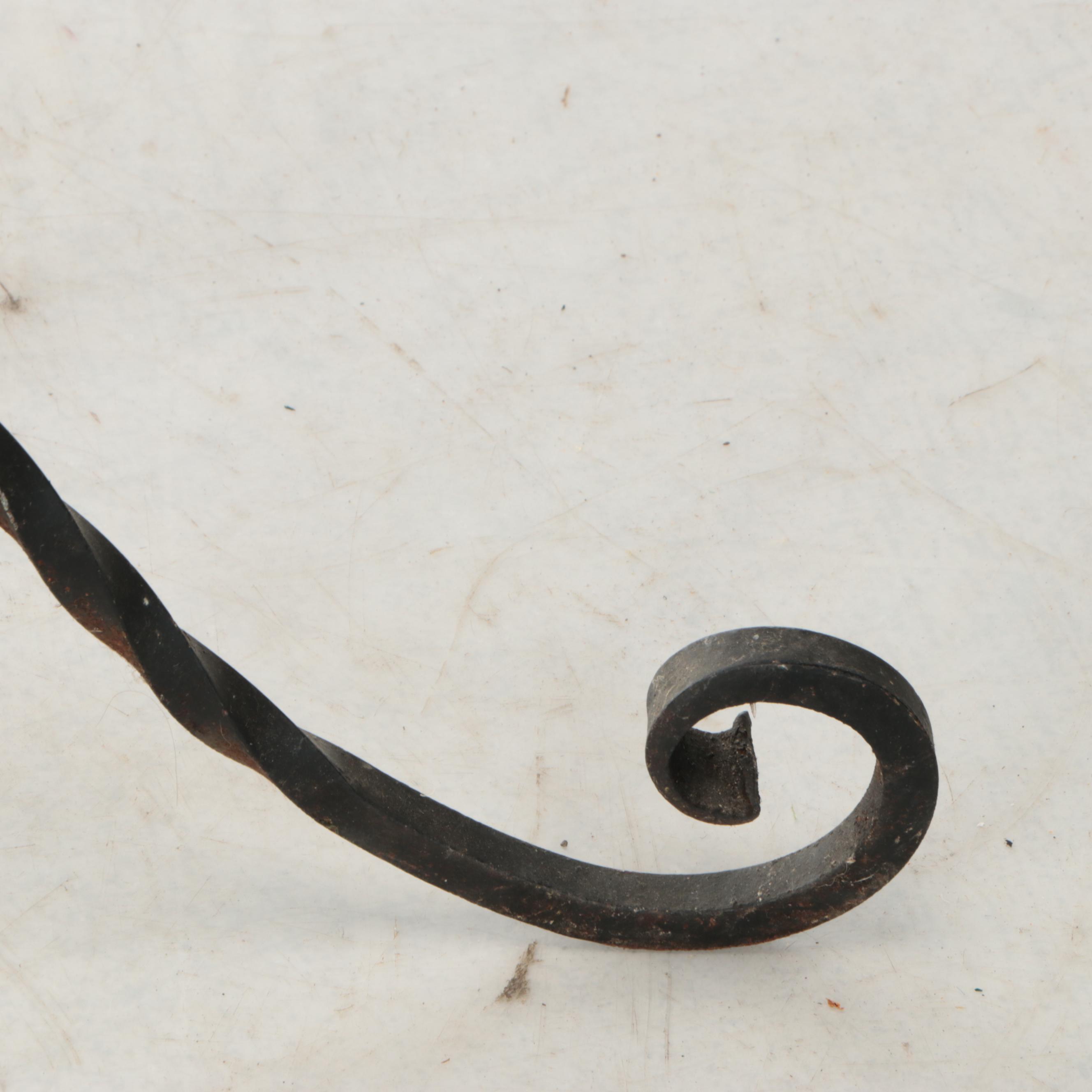 Vintage Wrought Iron Floor Lamp with Floral Accents