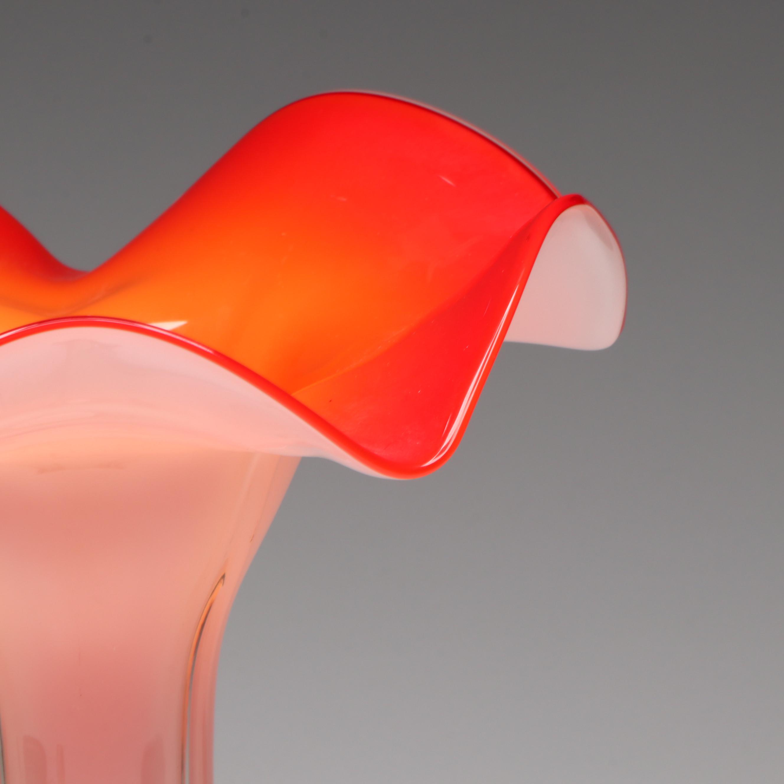 Murano Style Studio Glass Cased Trumpet Vase