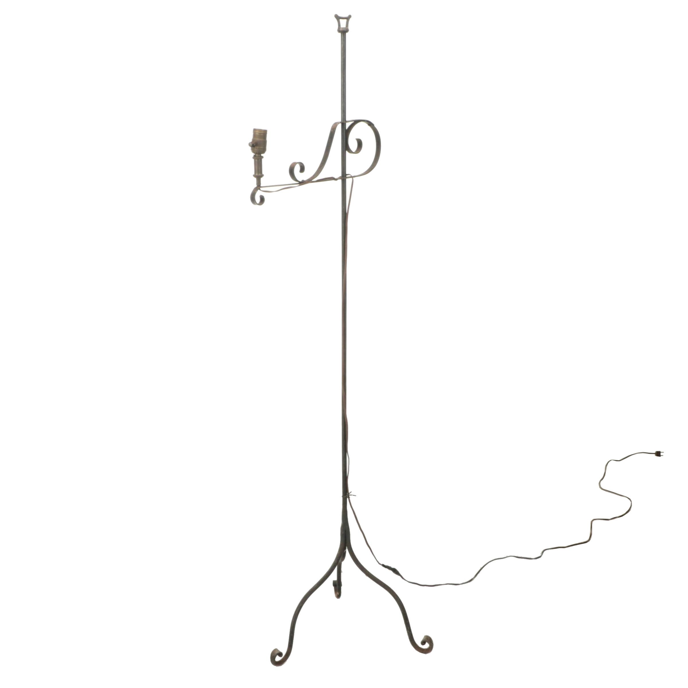 Colonial Revival Style Wrought Iron Floor Lamp