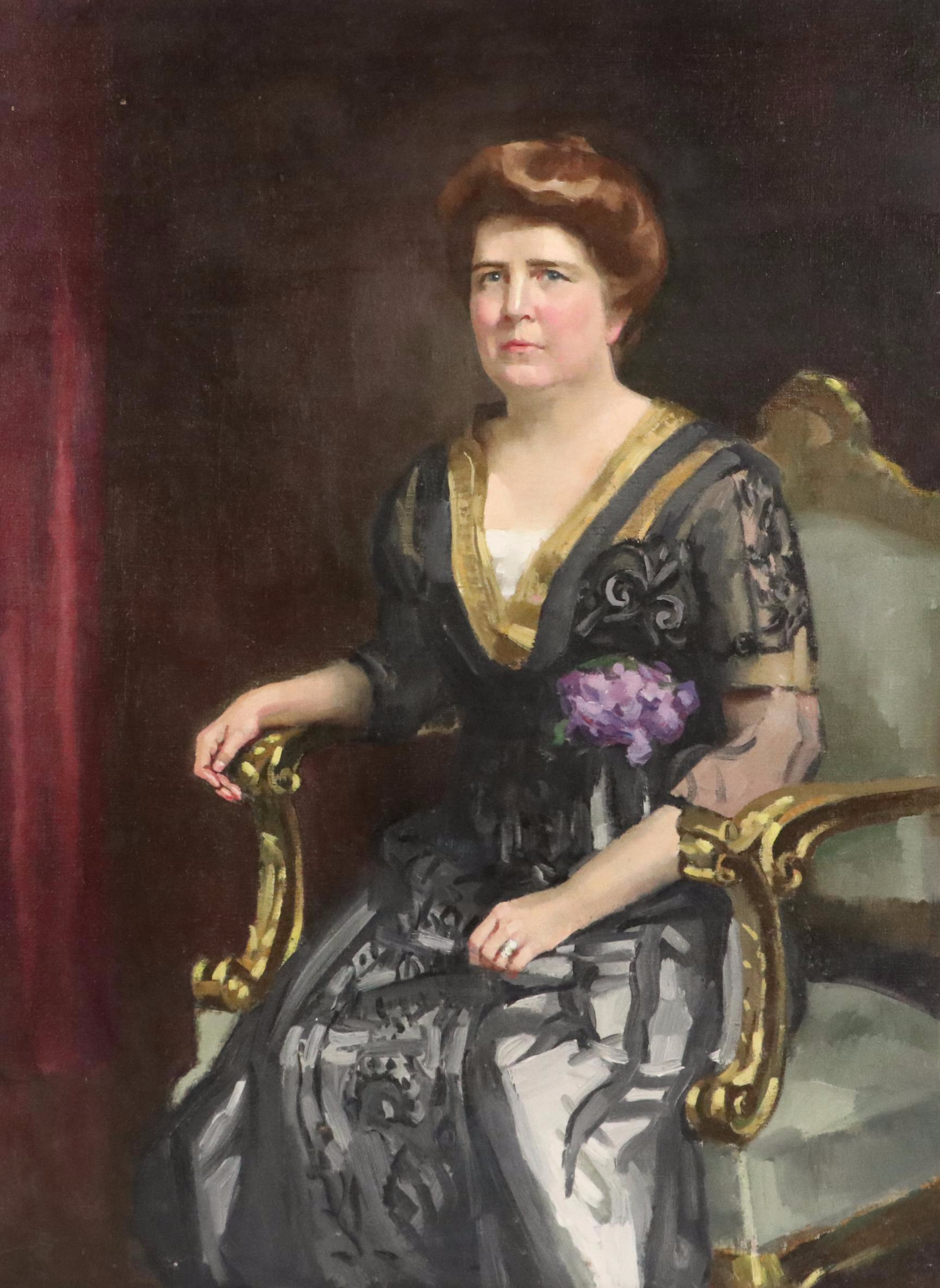 Rosalie Lowrey Portrait Oil Painting of Seated Woman, Early 20th Century