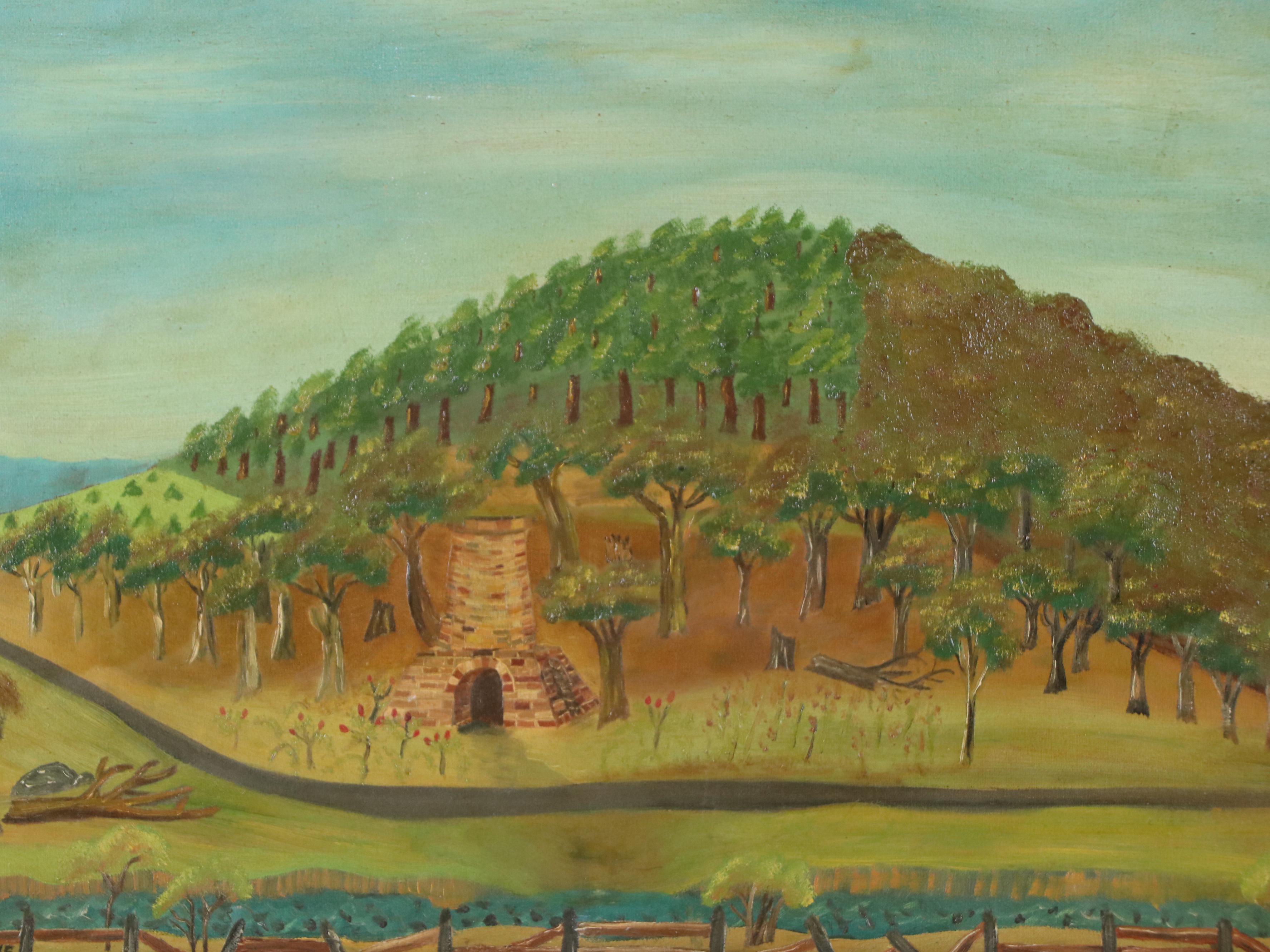 W. Locke Landscape Oil Painting of Brick Oven at Piedmont, Early to Mid-20th C.