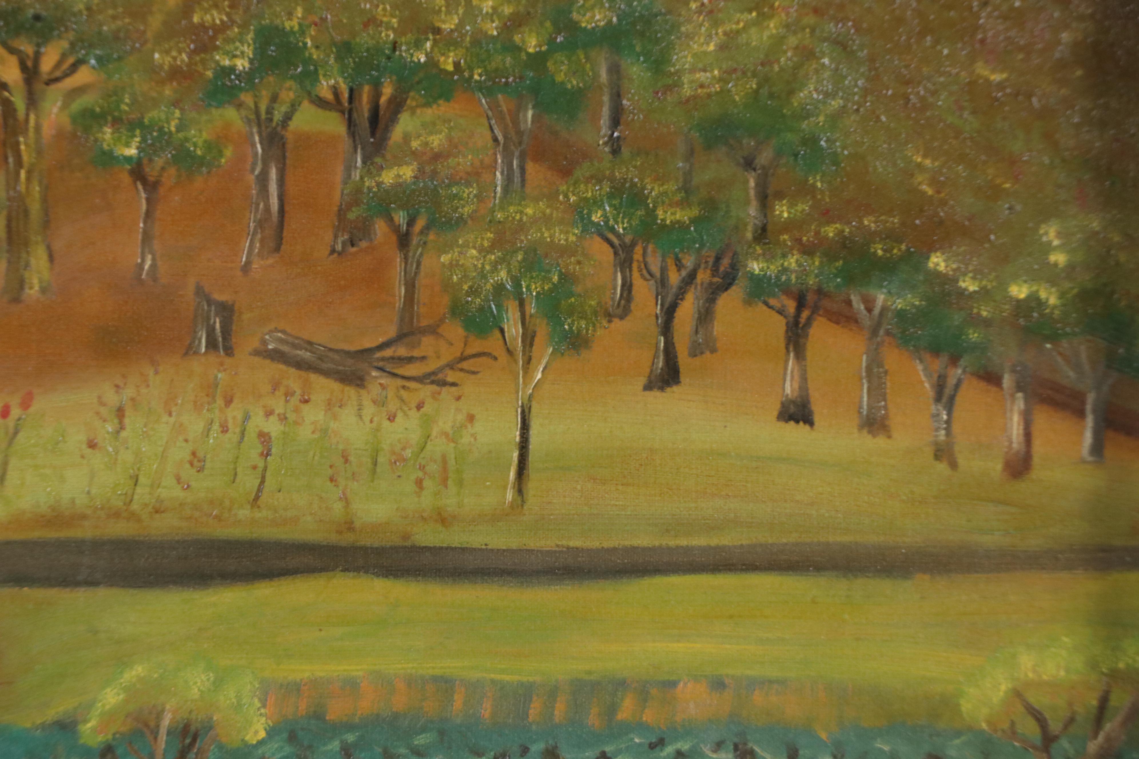 W. Locke Landscape Oil Painting of Brick Oven at Piedmont, Early to Mid-20th C.