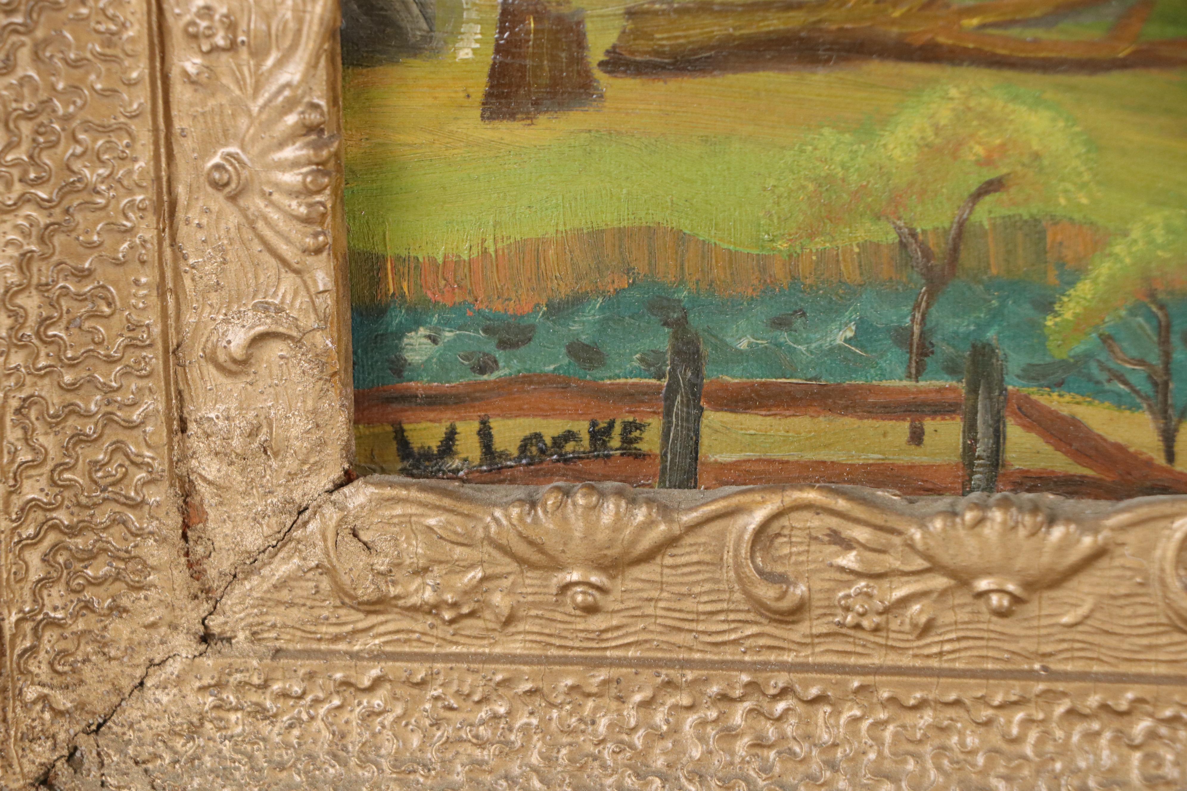 W. Locke Landscape Oil Painting of Brick Oven at Piedmont, Early to Mid-20th C.