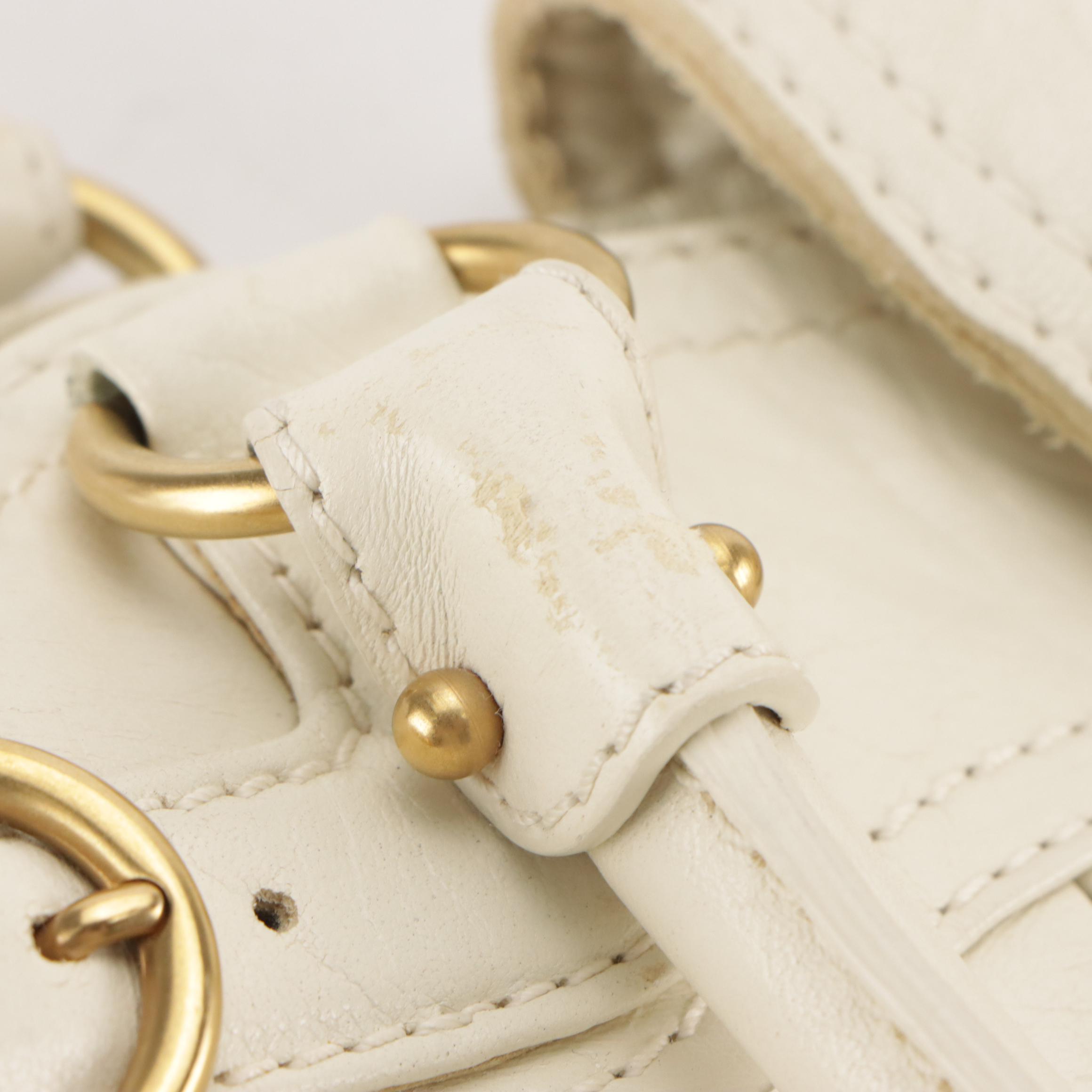 Salvatore Ferragamo Marisa Gancini Shoulder Bag in Ivory Textured Calfskin