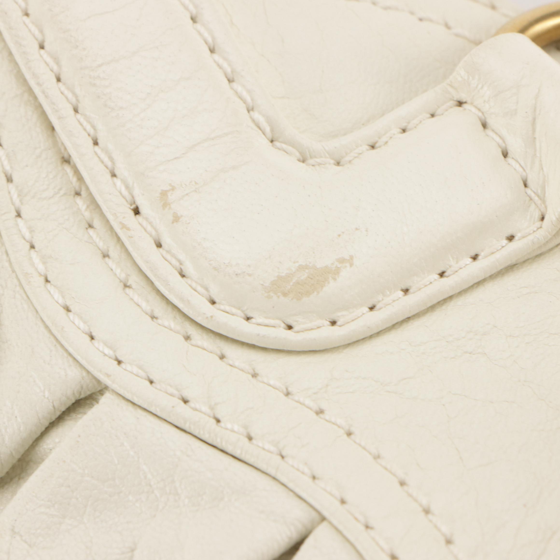 Salvatore Ferragamo Marisa Gancini Shoulder Bag in Ivory Textured Calfskin