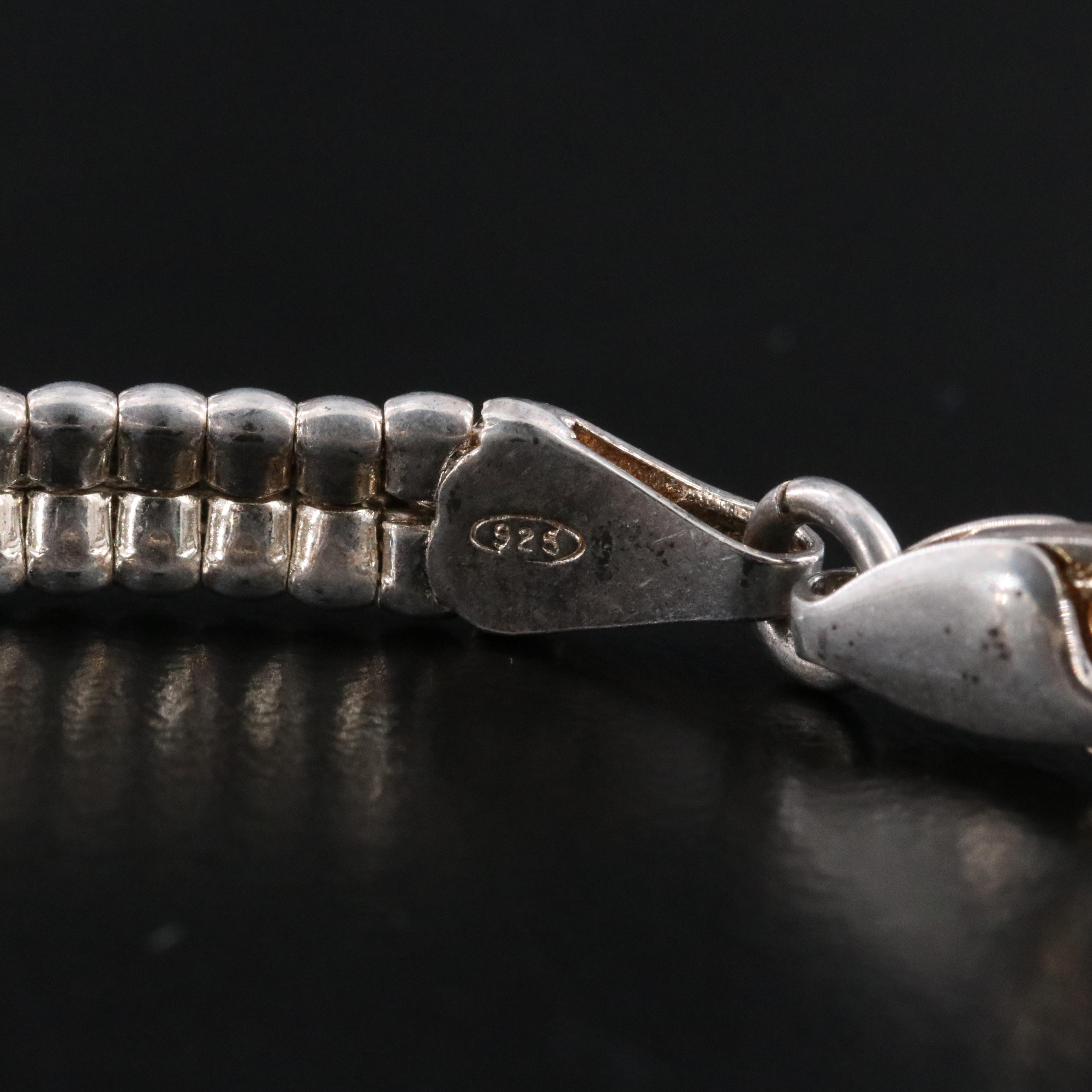 Italian Milor Sterling Black Onyx Station Bracelet