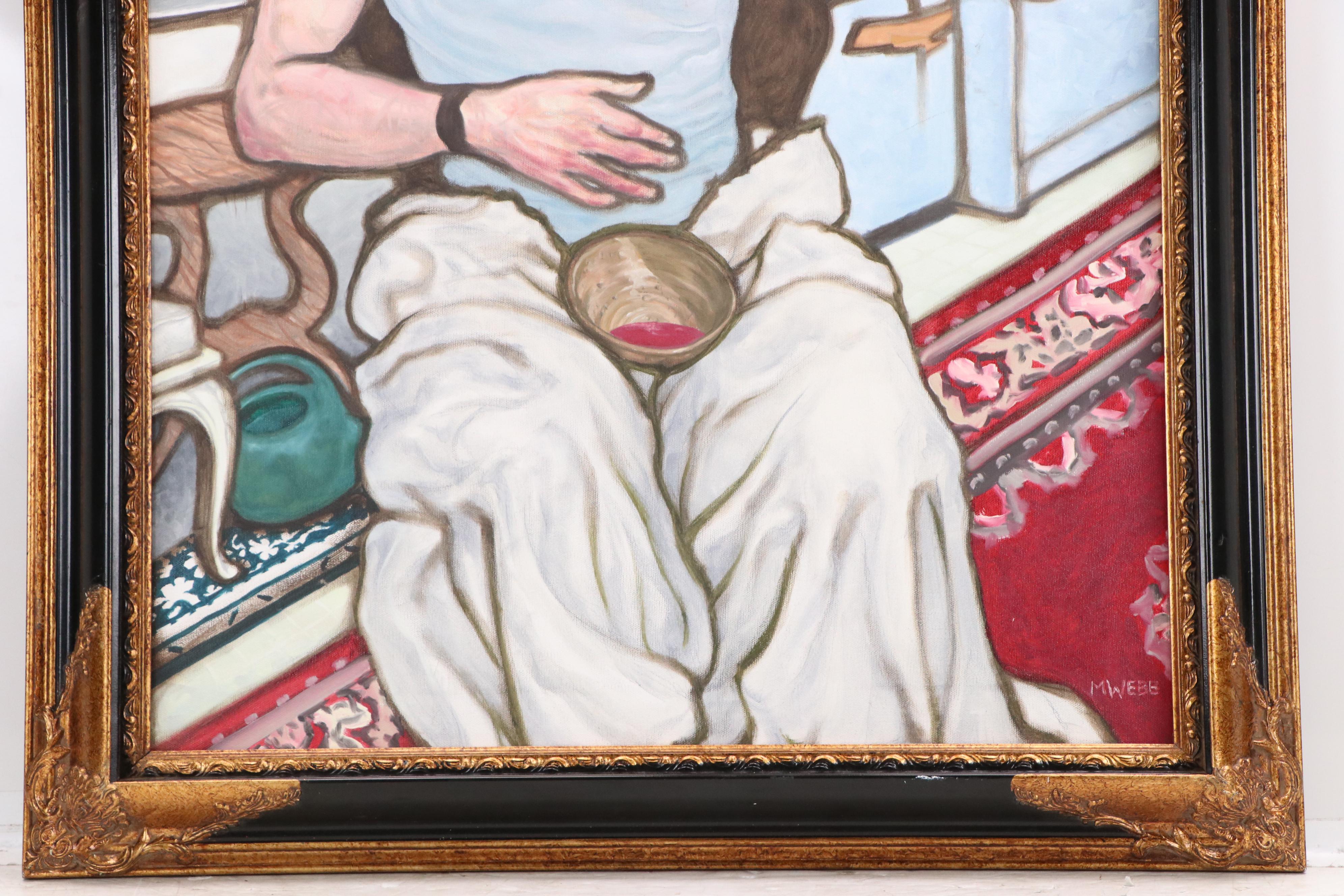 M. Webb Oil Portrait of Seated Artist, 20th C.