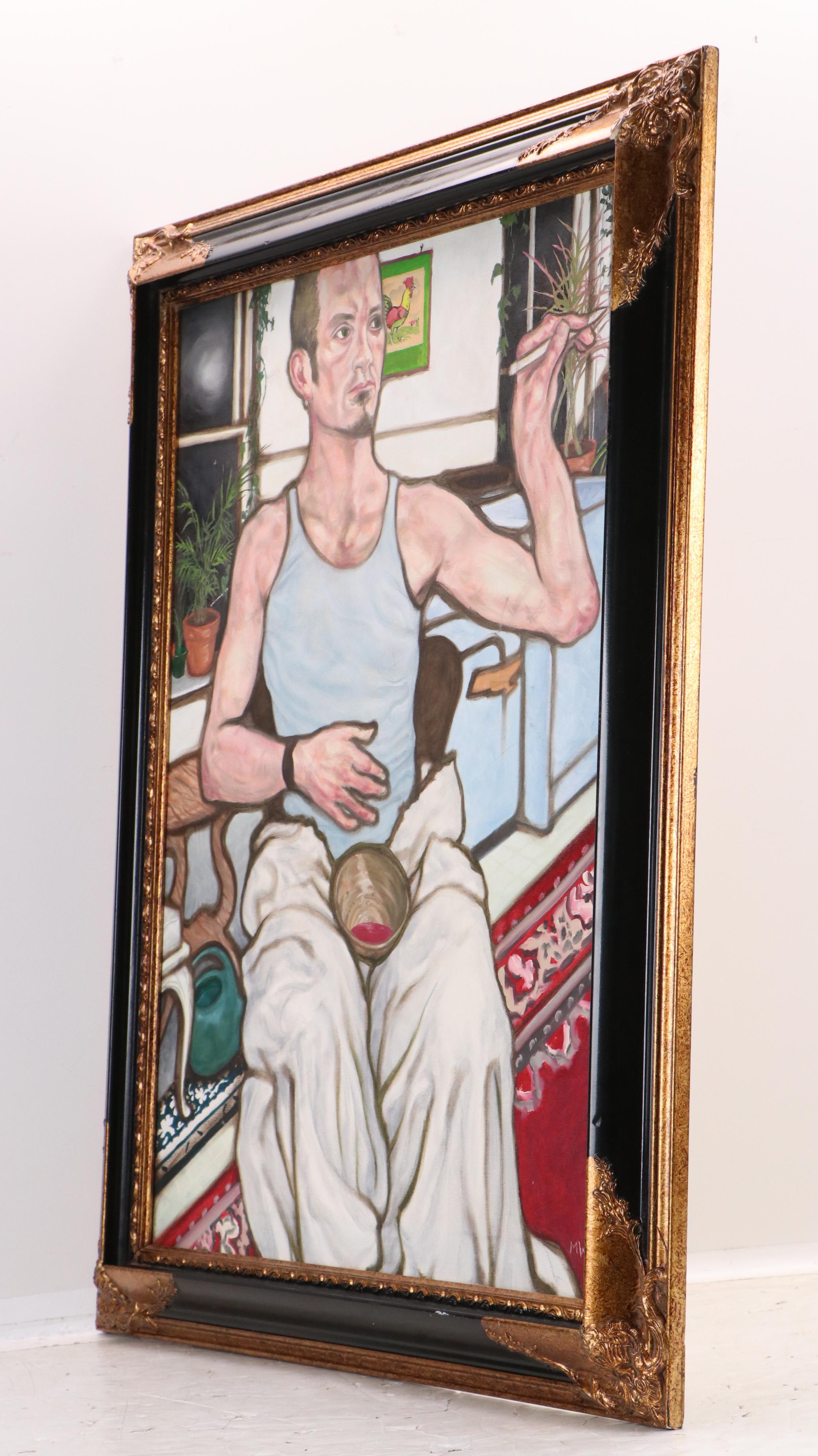 M. Webb Oil Portrait of Seated Artist, 20th C.