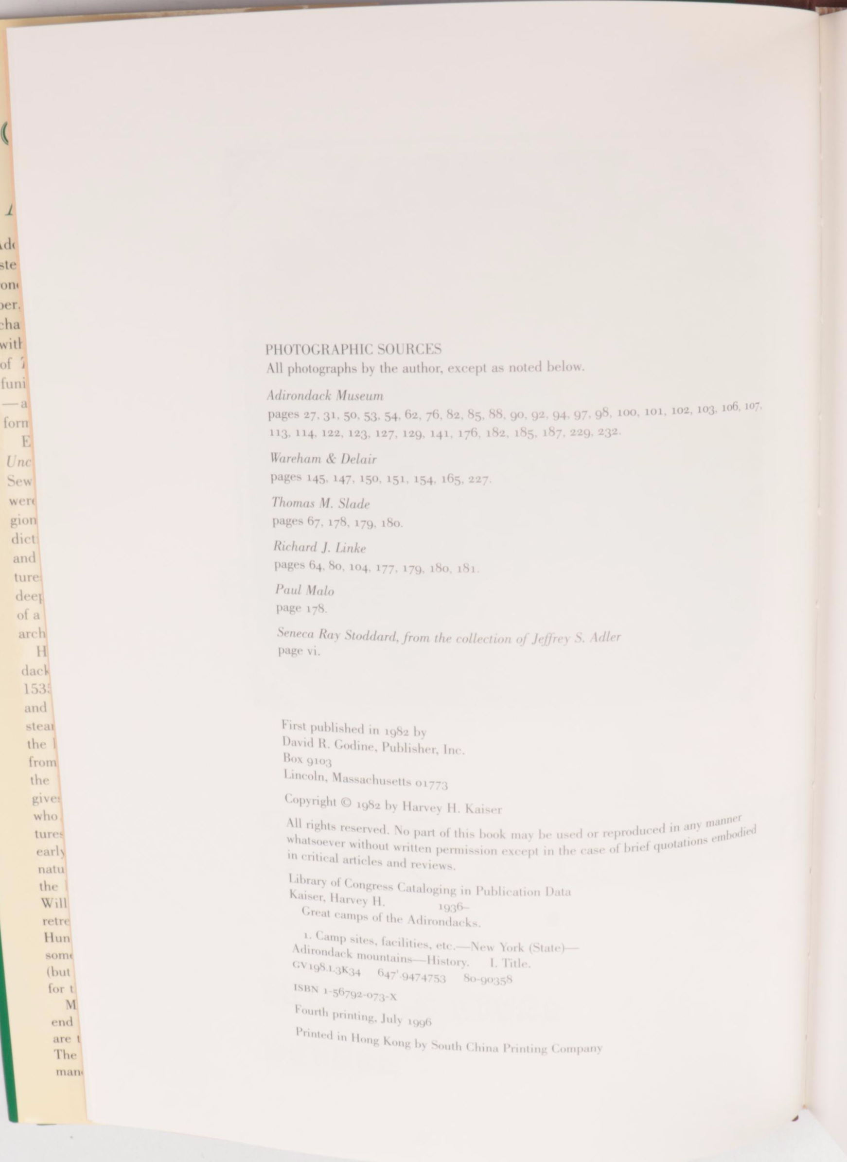 "Great Camps of the Adirondacks"  by Harvey H. Kaiser with More Books