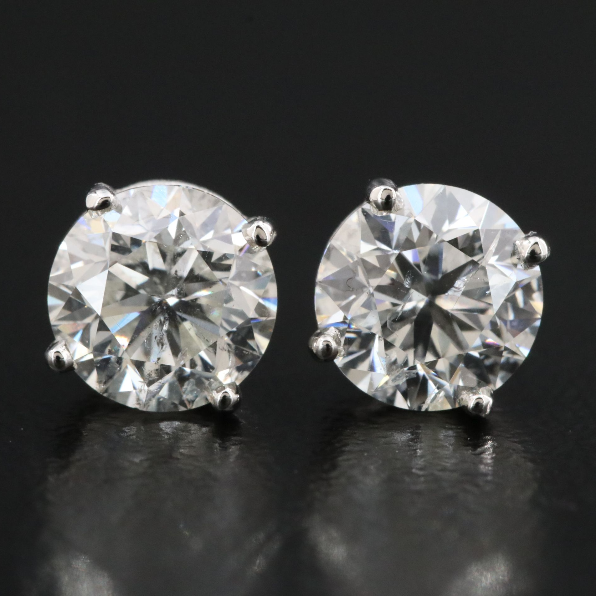 Platinum 2.13 CTW Diamond Stud Earrings with GIA eReports