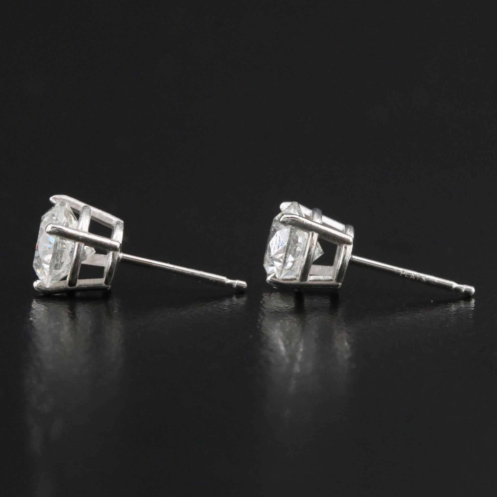 Platinum 2.13 CTW Diamond Stud Earrings with GIA eReports