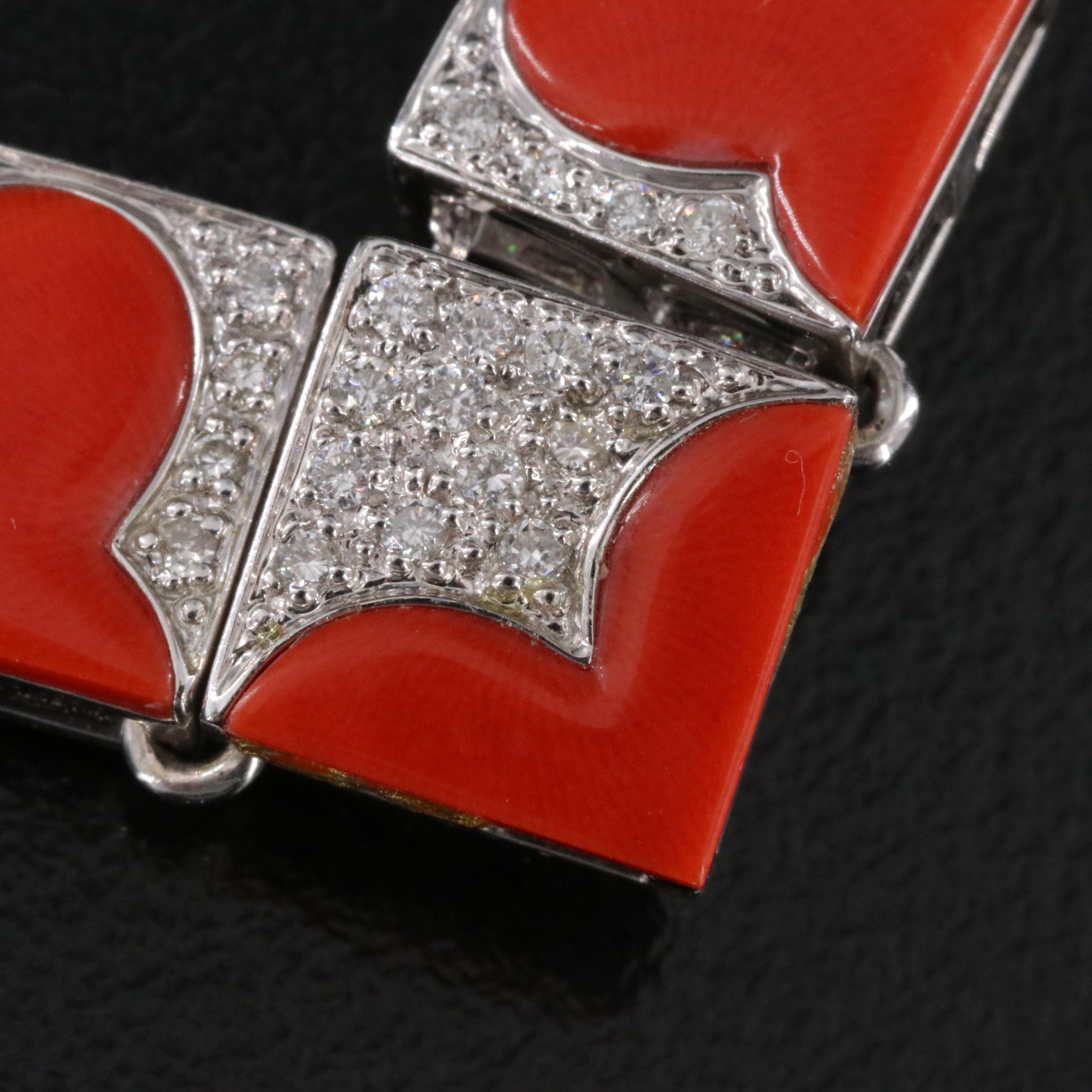 14K Coral and Diamond Pendant Necklace