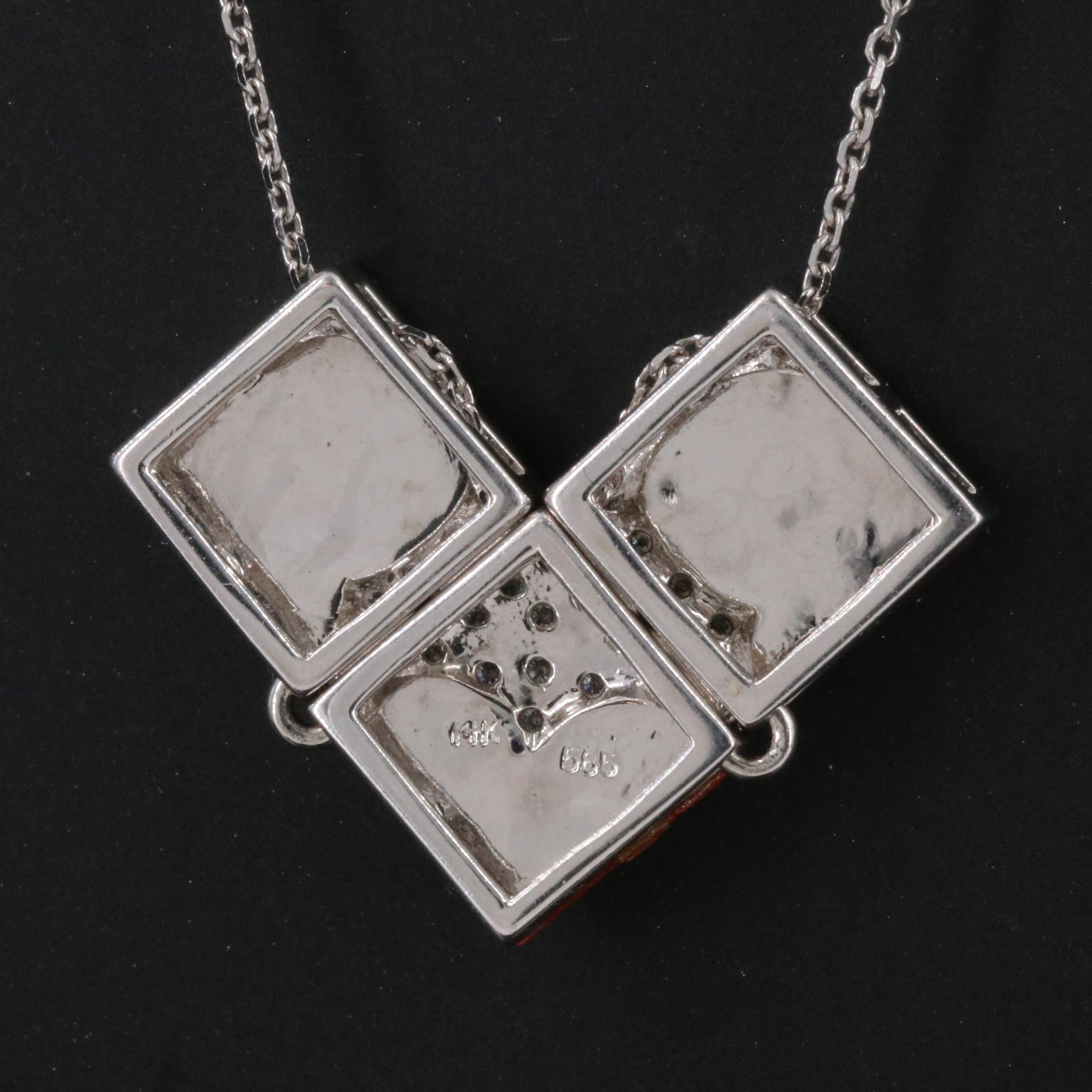 14K Coral and Diamond Pendant Necklace