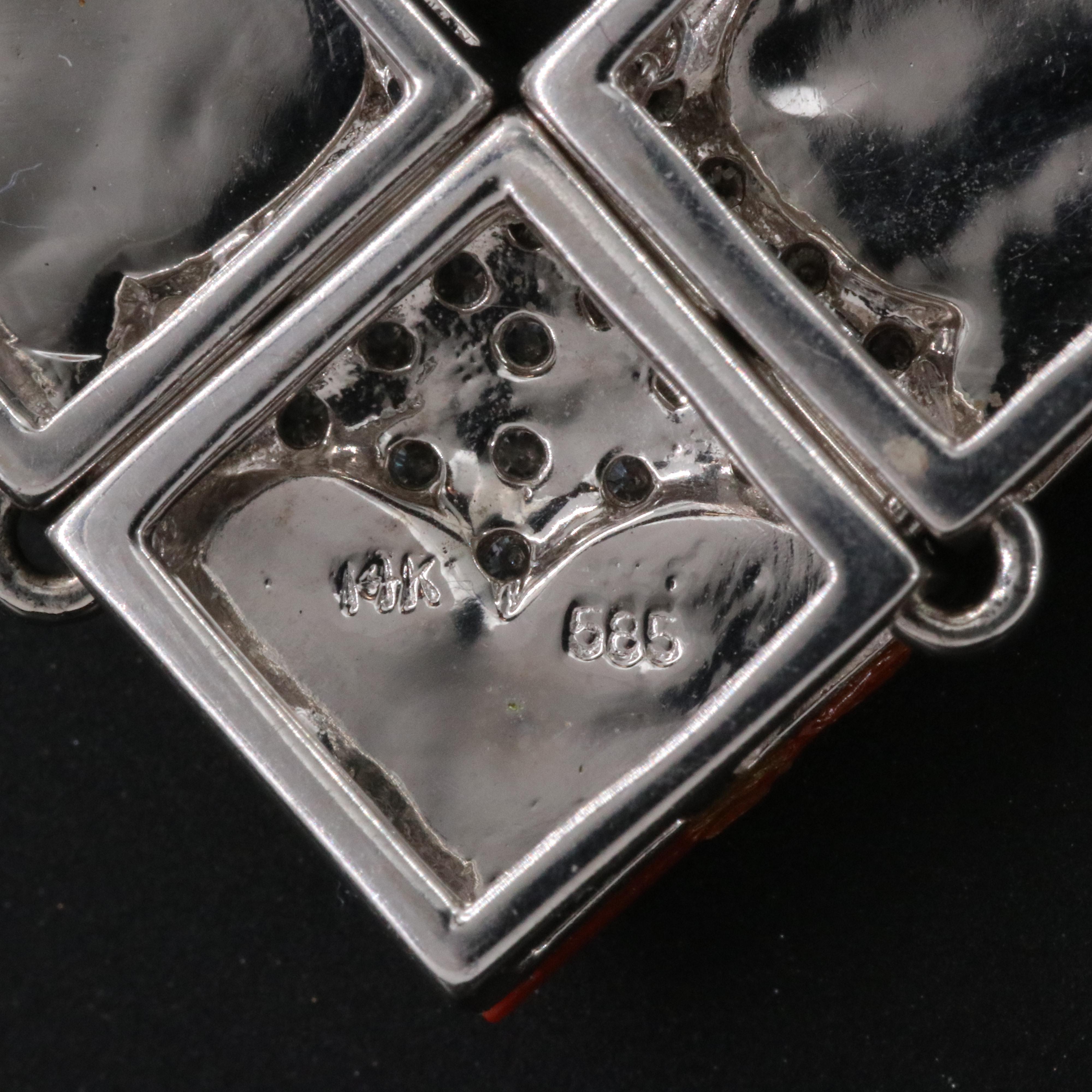 14K Coral and Diamond Pendant Necklace