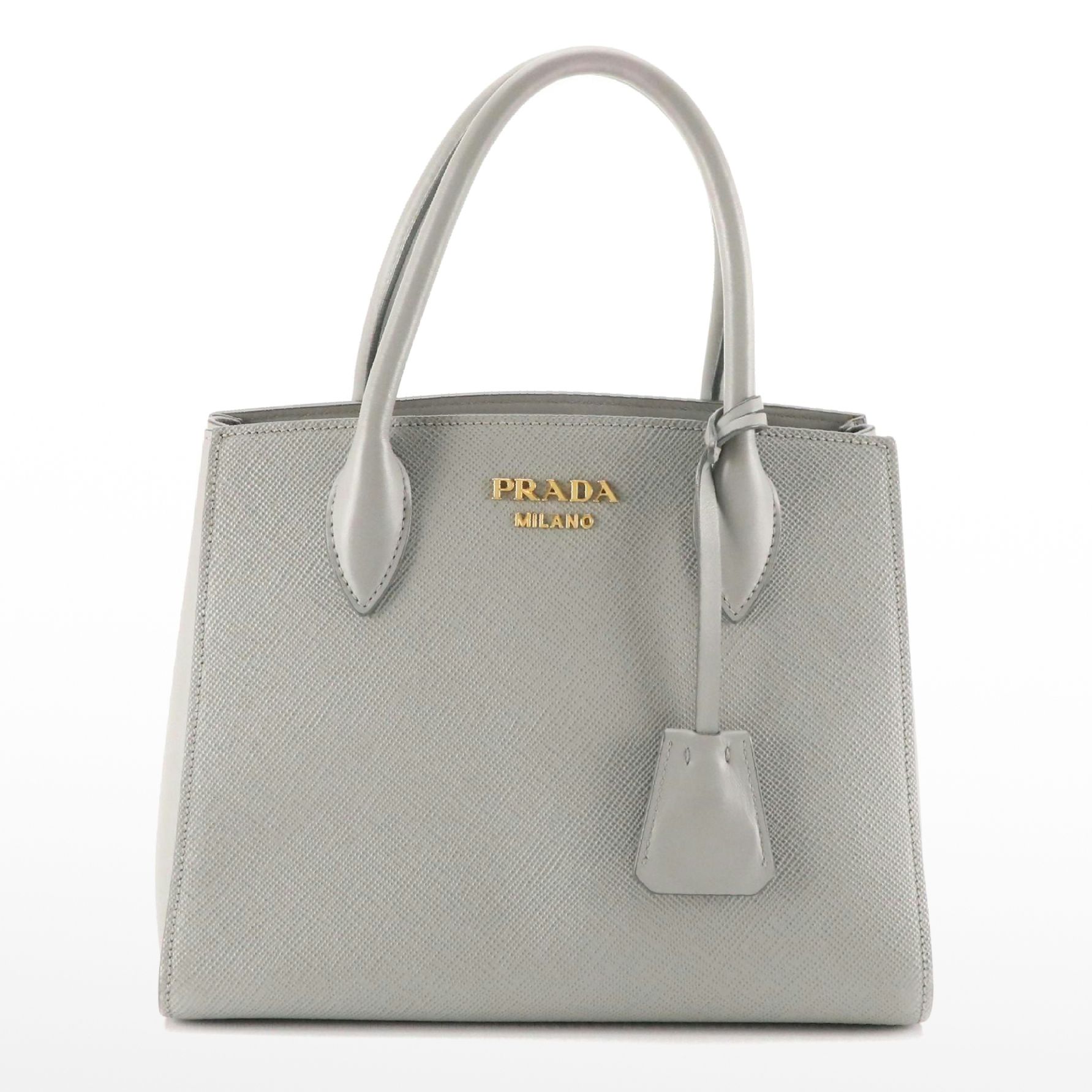 Prada Grey Saffiano Leather Two-Way Tote