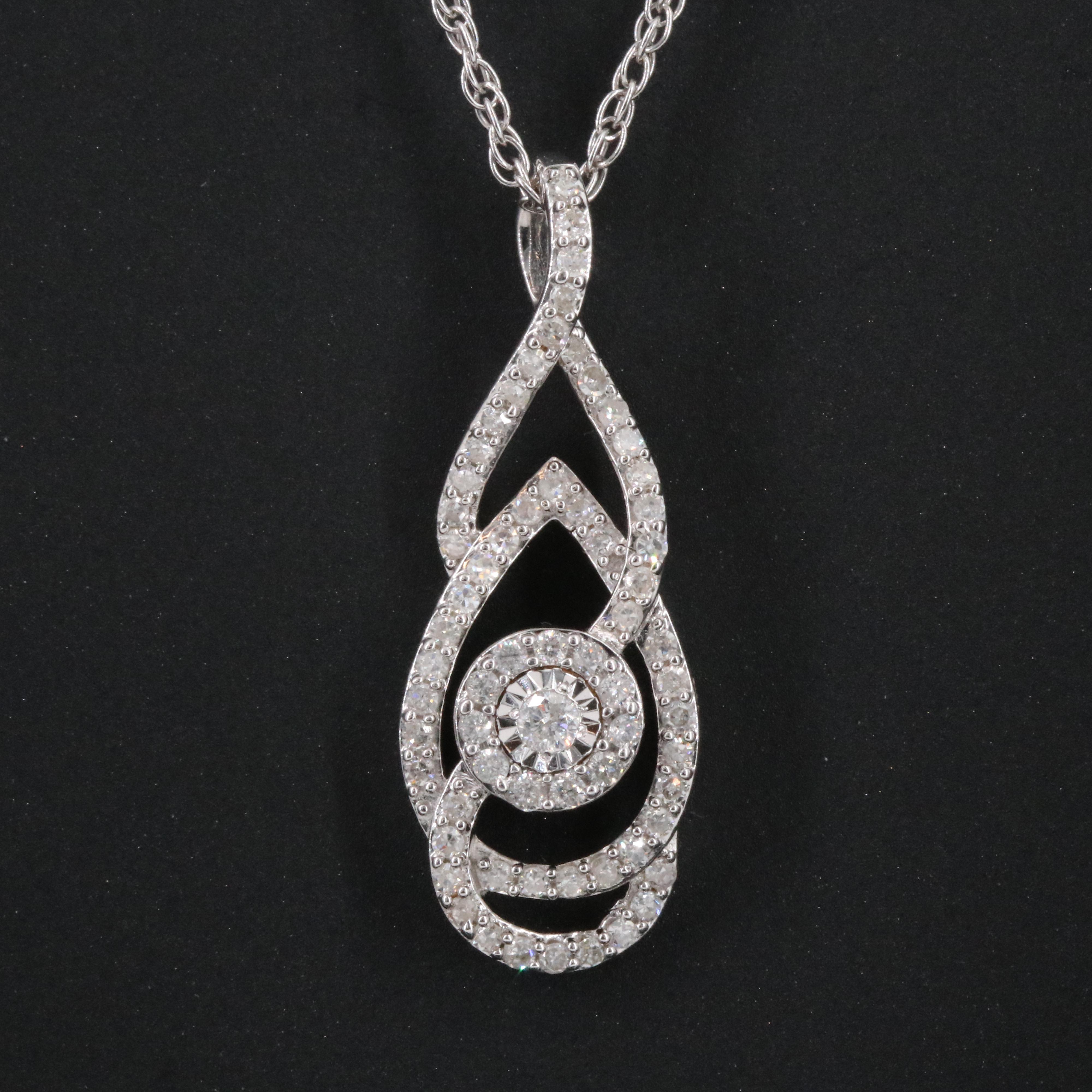 Sterling Diamond Pendant Necklace