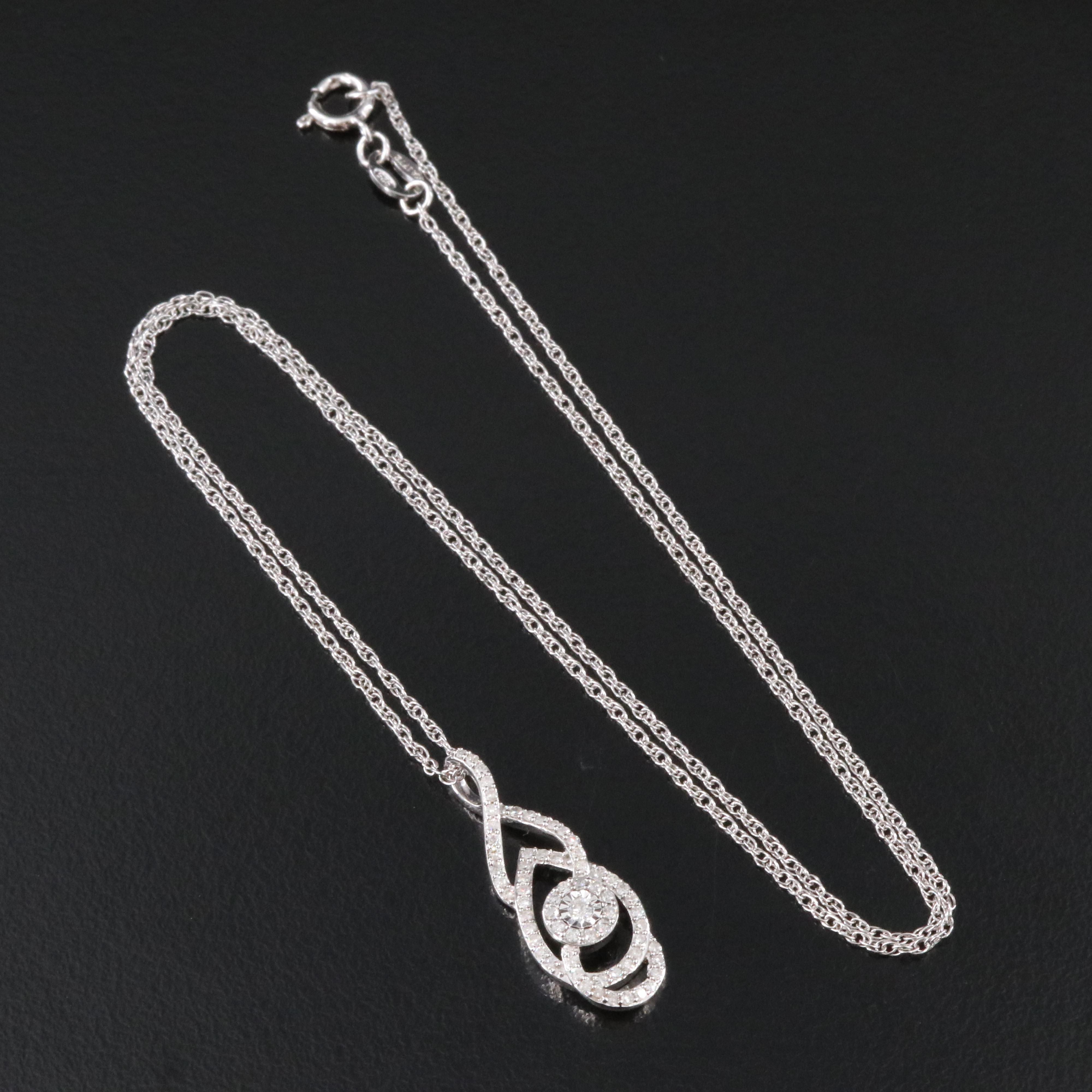 Sterling Diamond Pendant Necklace