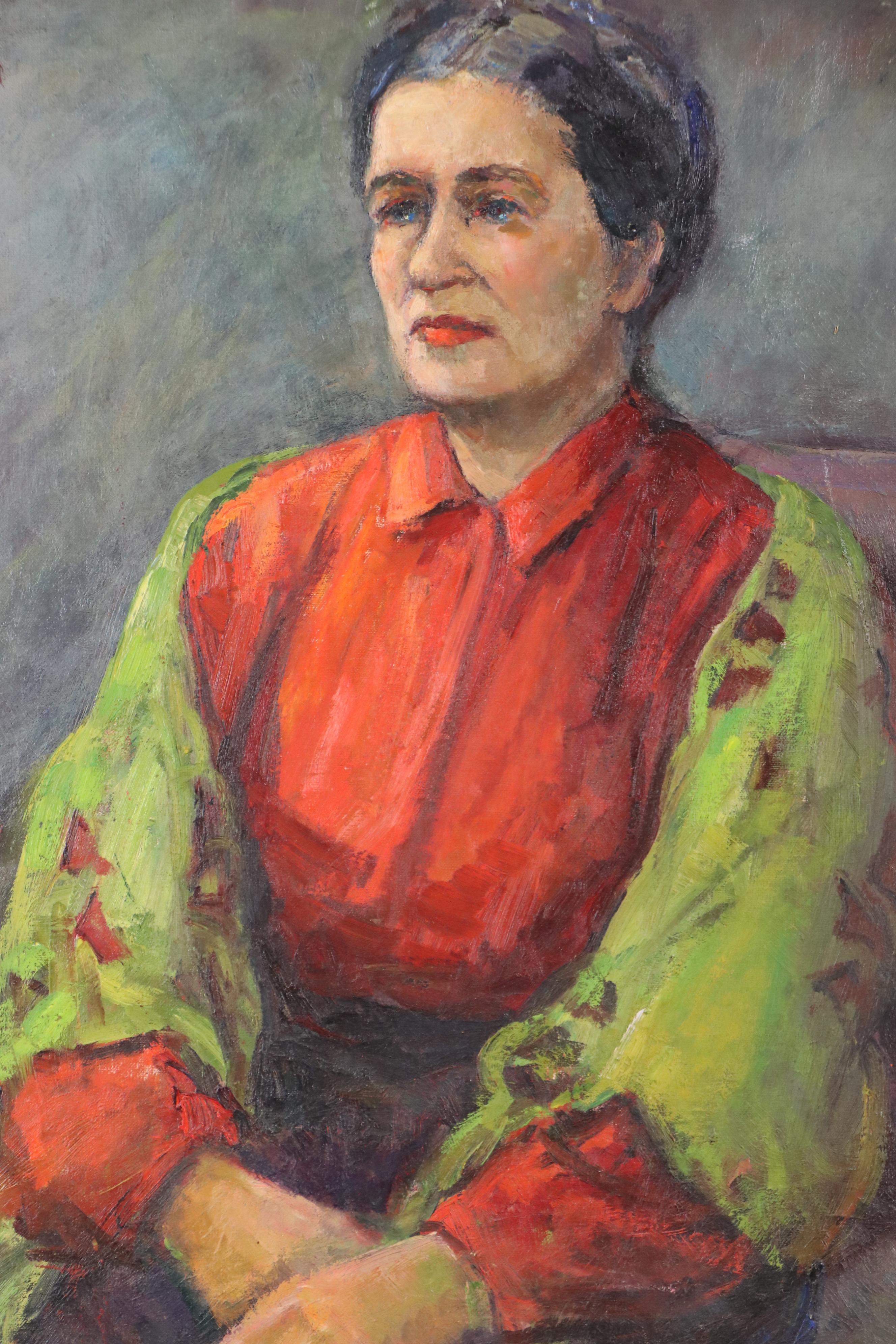 L. Gibala Oil Portrait Painting of Seated Woman, Circa 1960