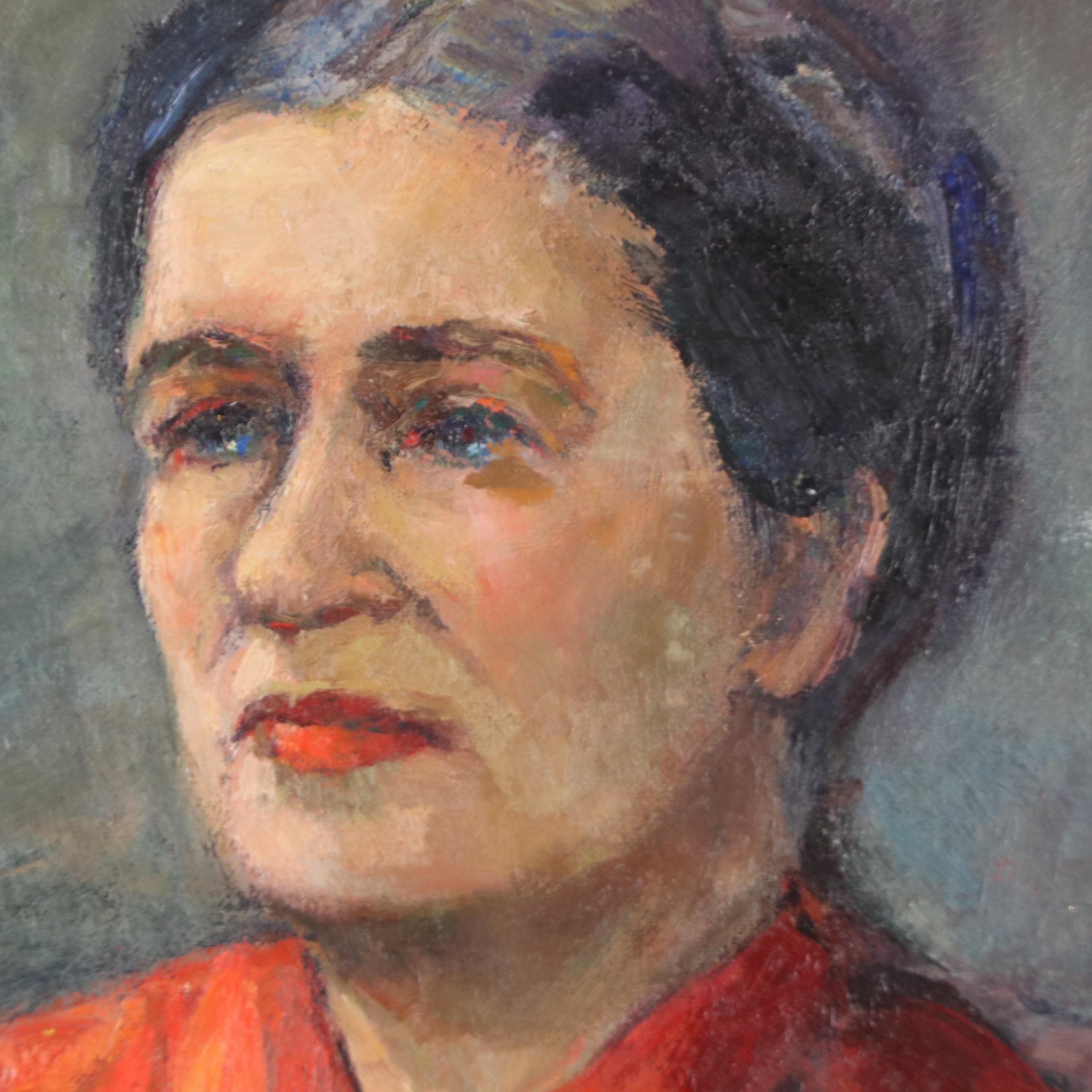L. Gibala Oil Portrait Painting of Seated Woman, Circa 1960