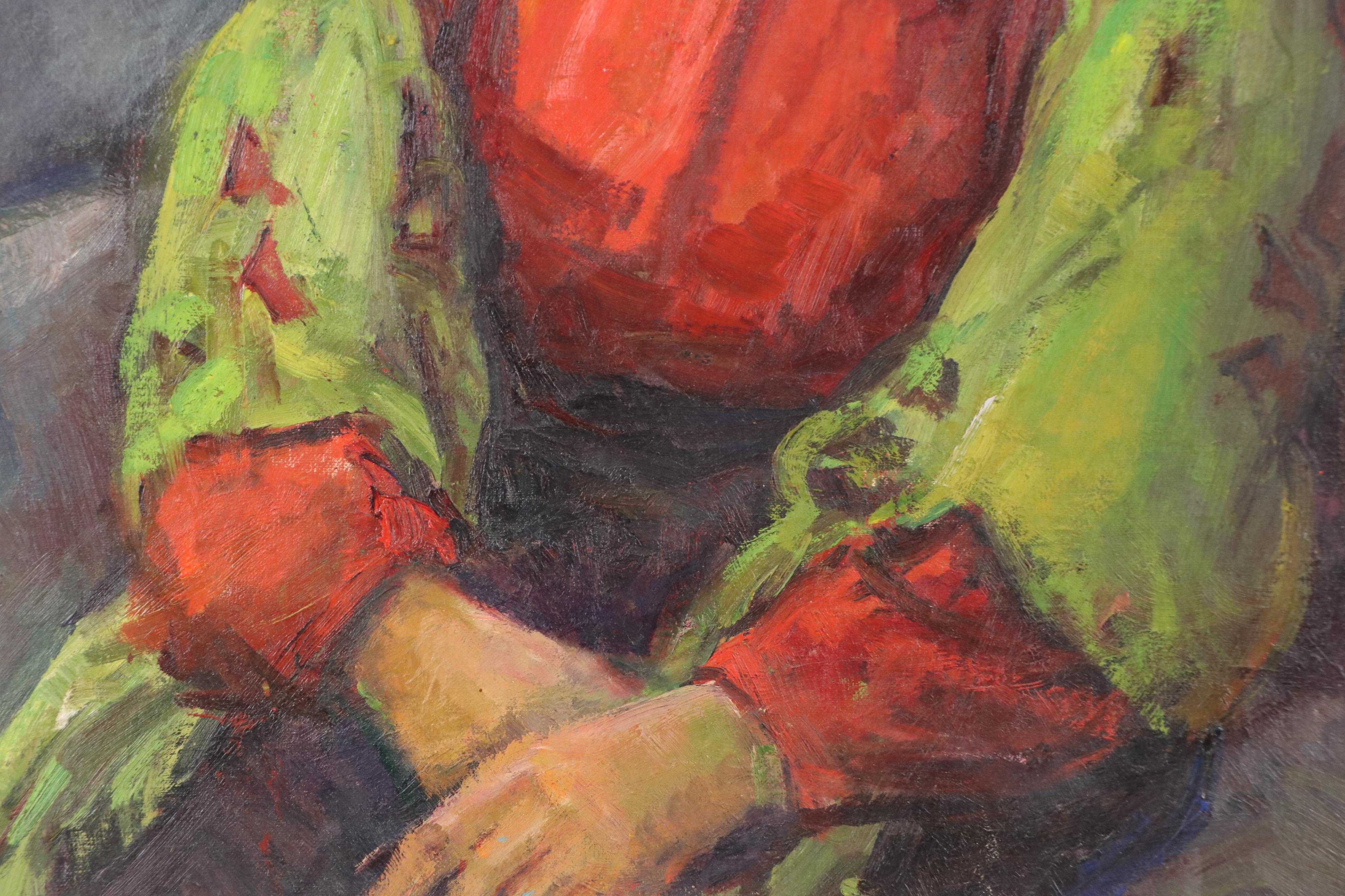 L. Gibala Oil Portrait Painting of Seated Woman, Circa 1960