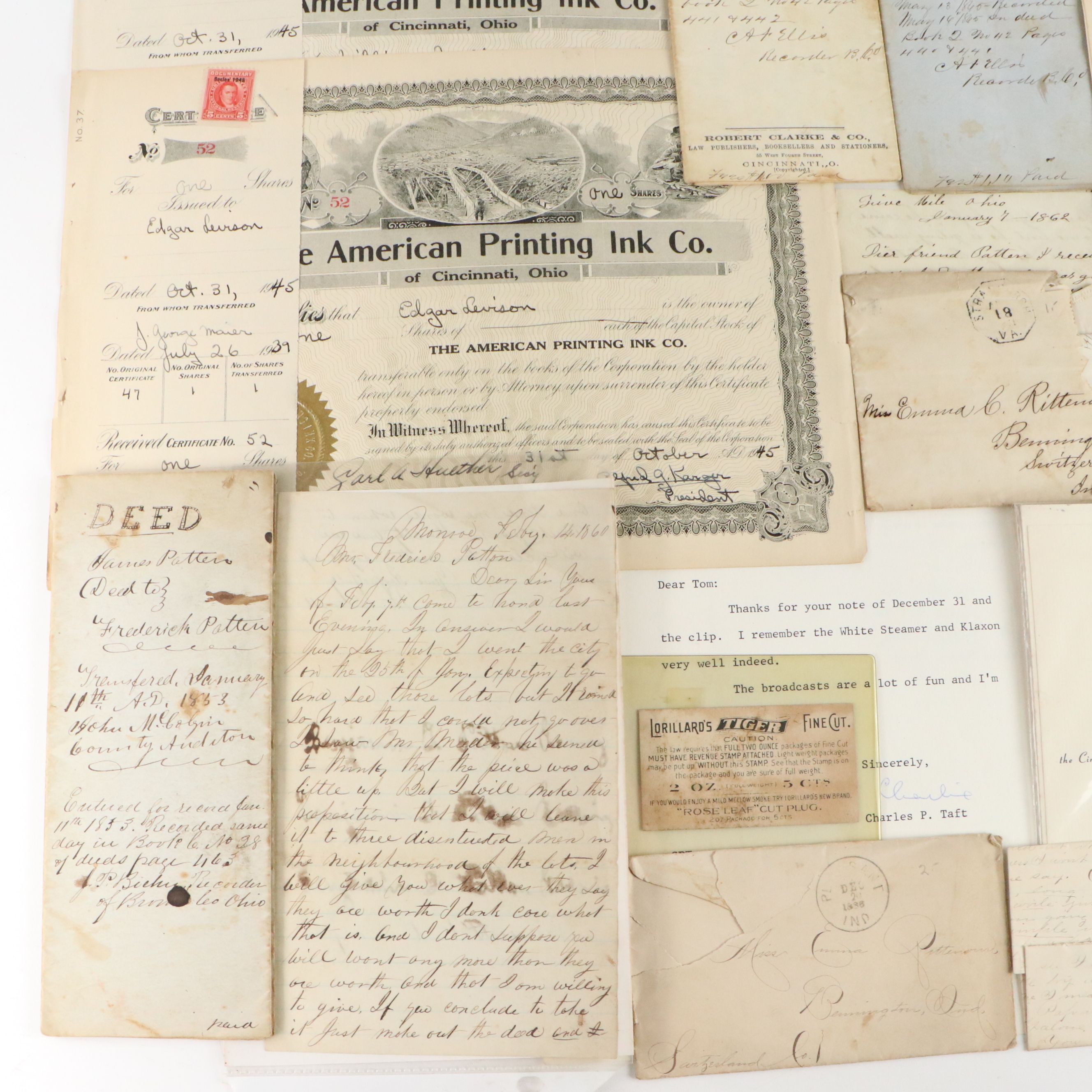 Civil War Era Soldier Ledger with Letters, Deeds and More Ephemera, 1852–1981