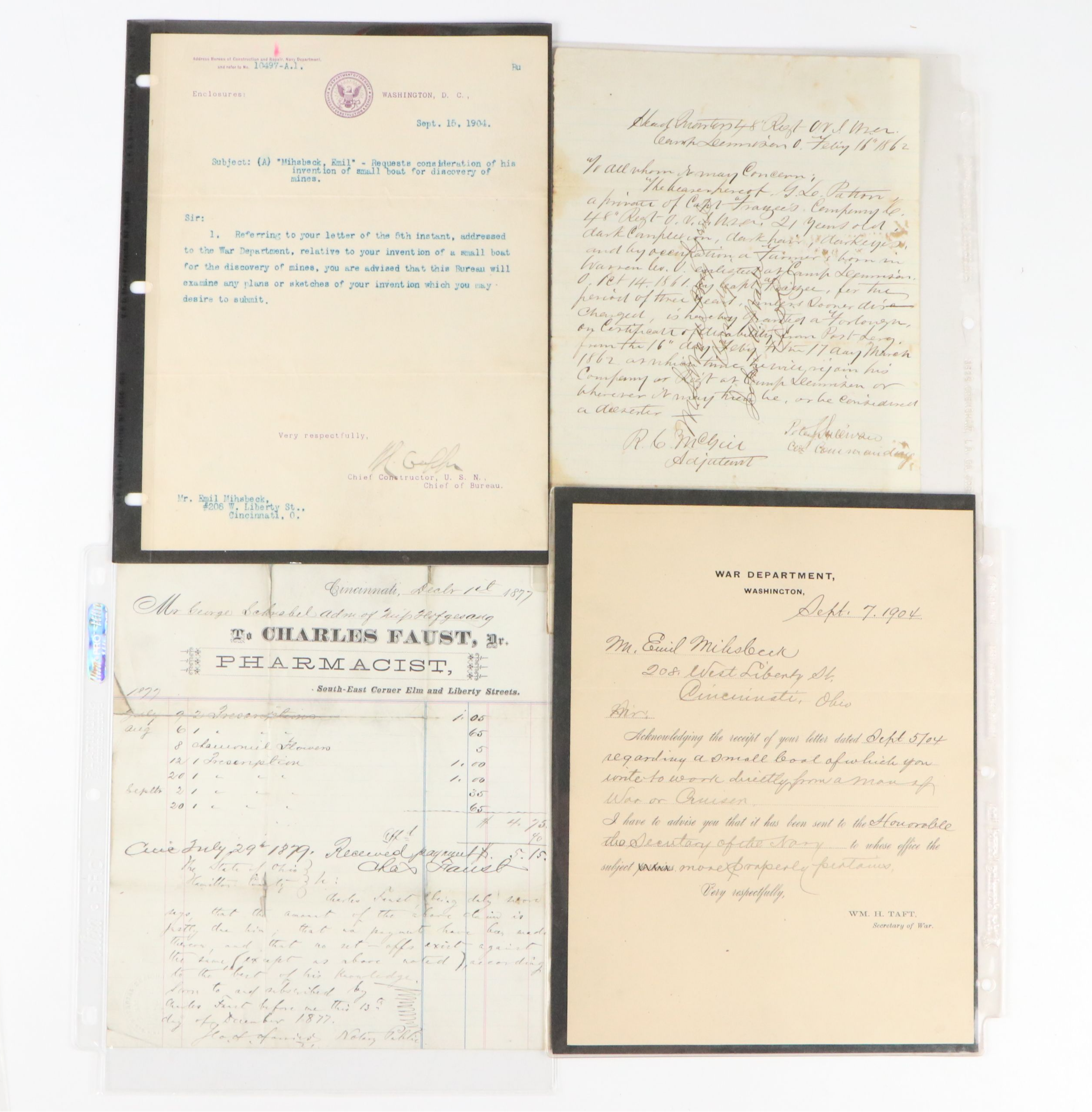 Civil War Era Soldier Ledger with Letters, Deeds and More Ephemera, 1852–1981