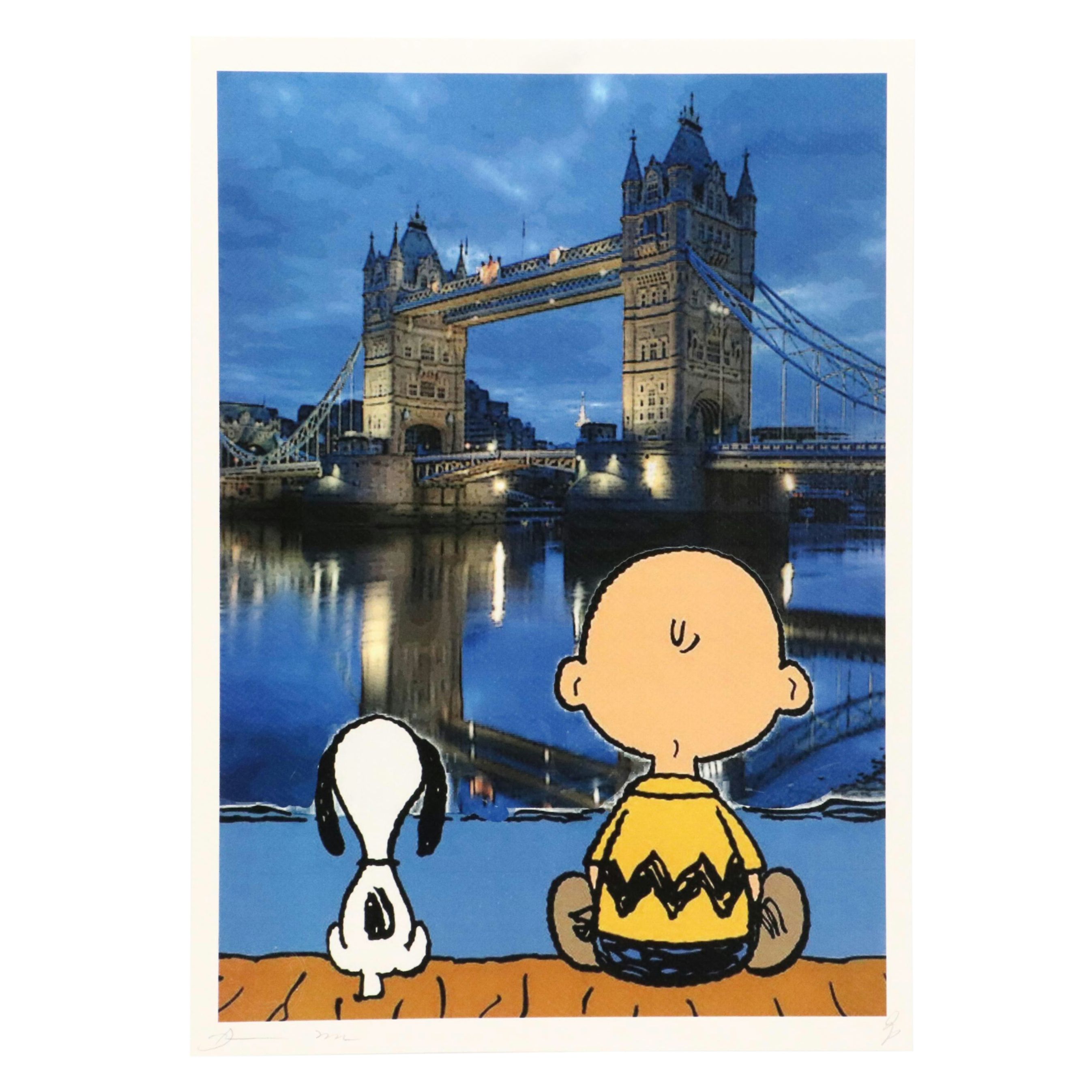 Death NYC Pop Art Digital Print with Charlie Brown x Tower Bridge, 2022