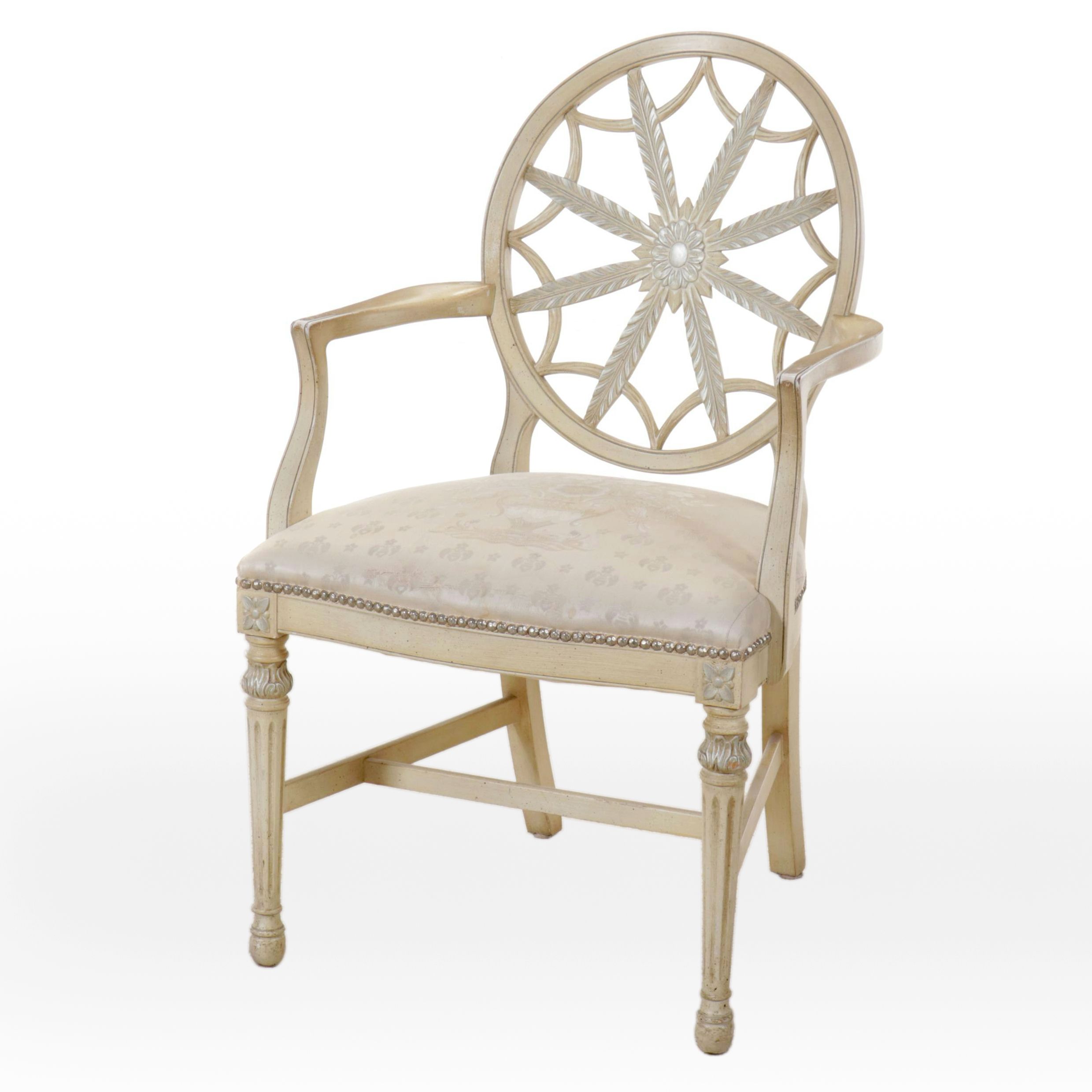 Adam Style Painted-Wood Armchair, Late 20th Century