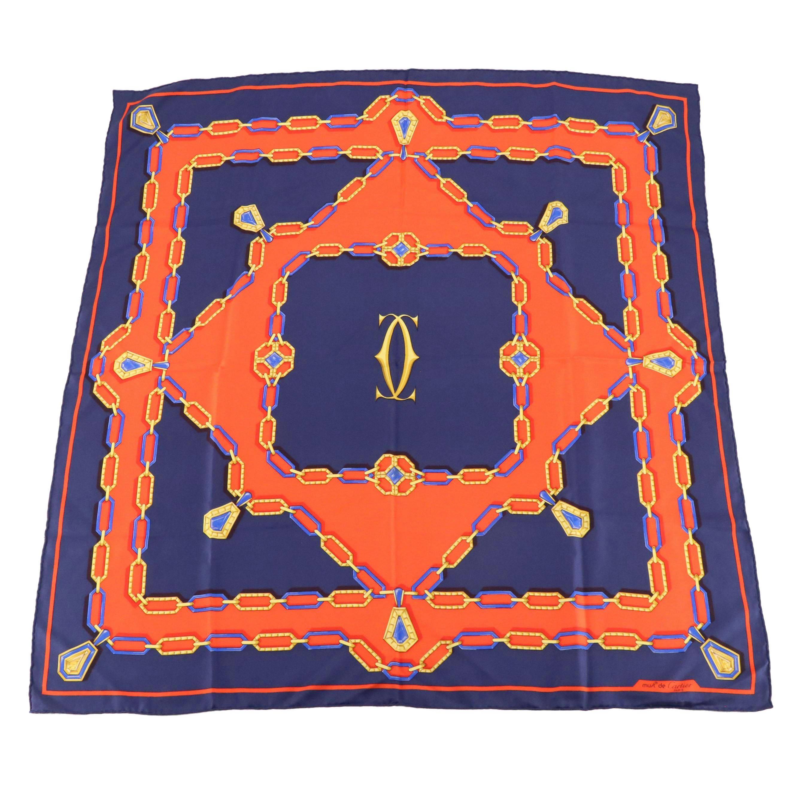 Cartier Must de Cartier Jeweled Link Silk Scarf