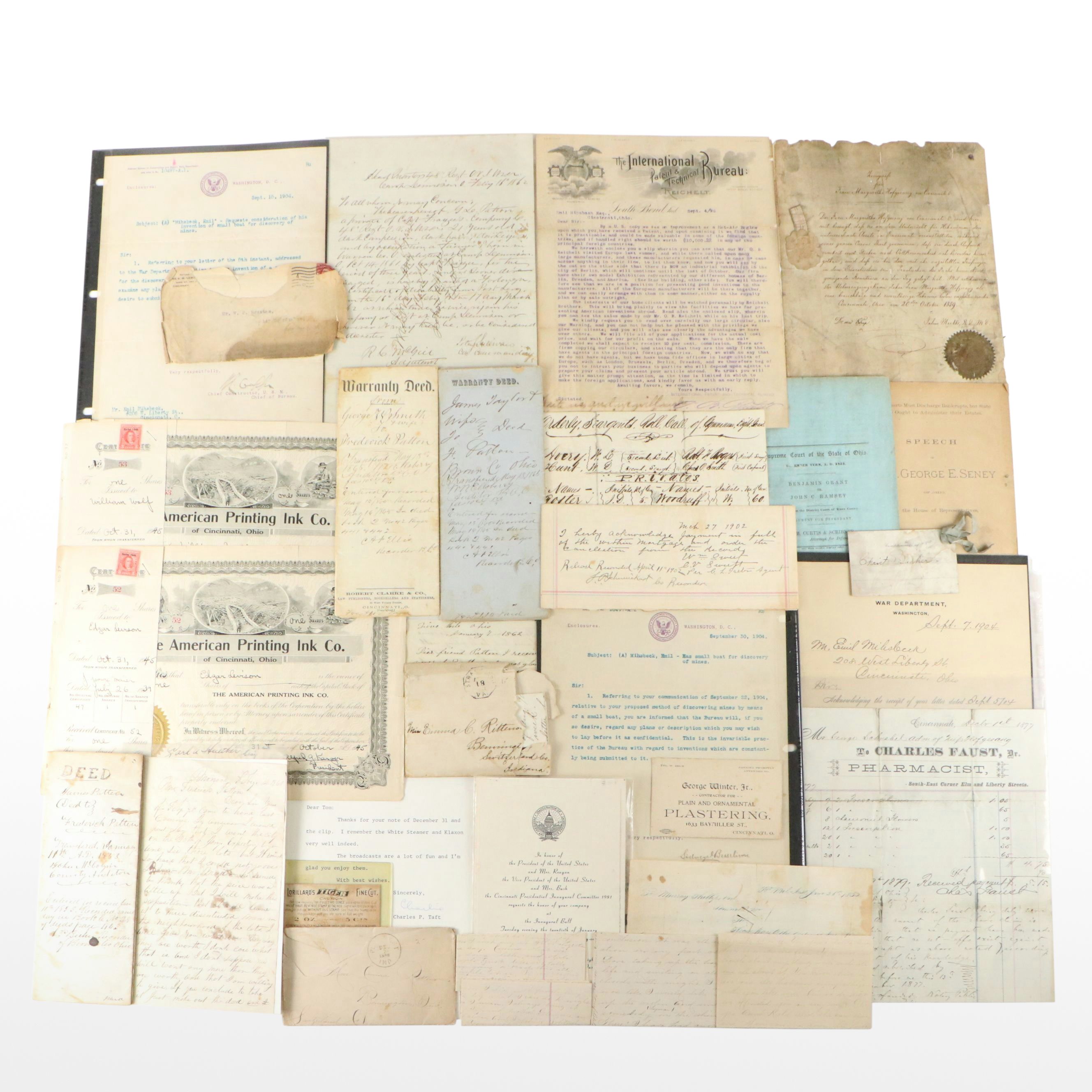 Civil War Era Soldier Ledger with Letters, Deeds and More Ephemera, 1852–1981